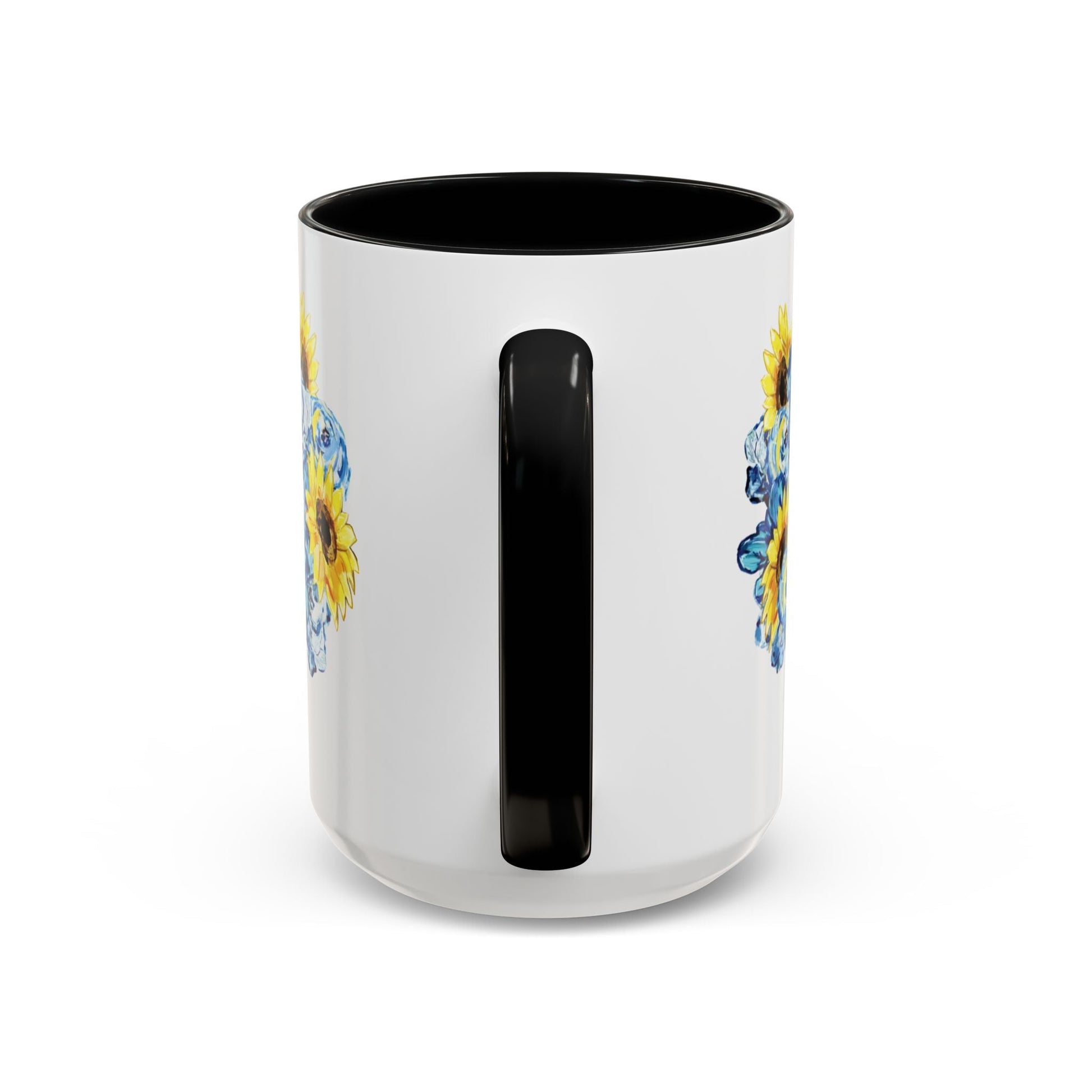 Sunflower Mason Jar Bouquet Two Tone Ceramic Coffee Mug - 11 oz & 15 oz - Blue Cava