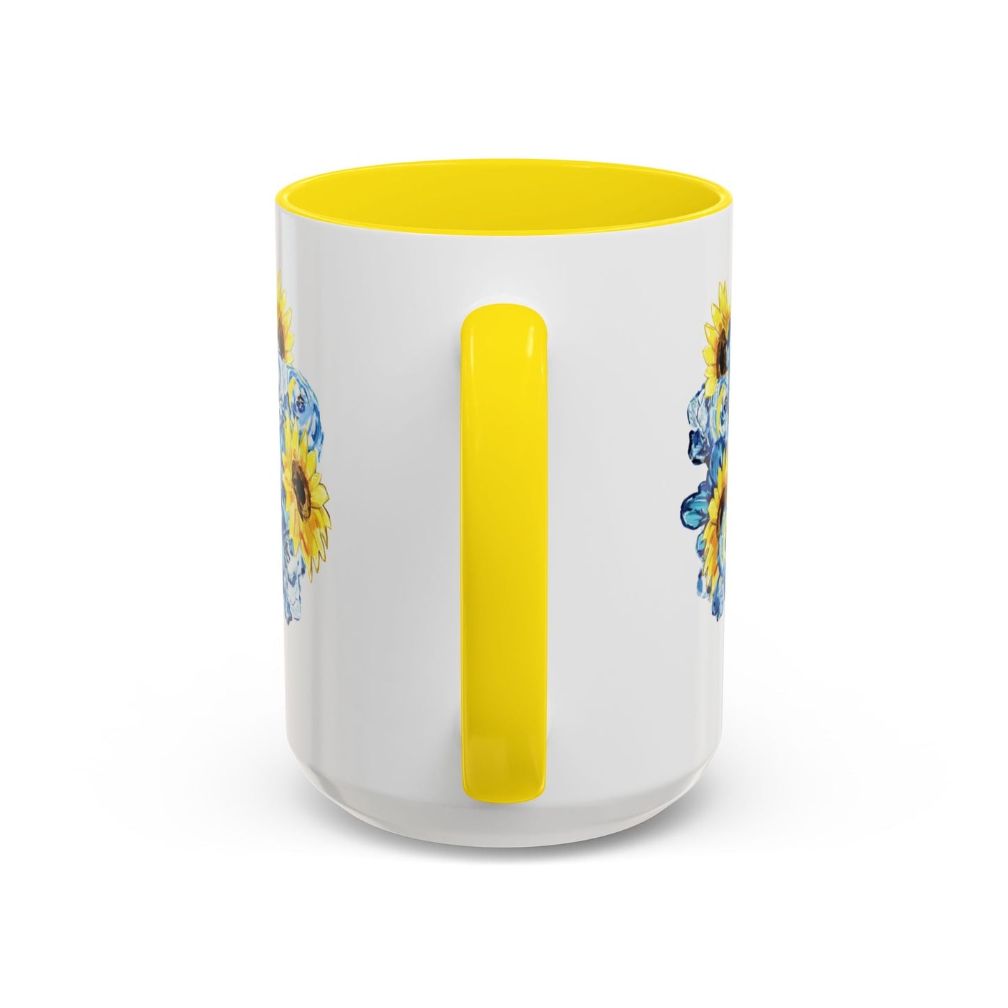Sunflower Mason Jar Bouquet Two Tone Ceramic Coffee Mug - 11 oz & 15 oz - Blue Cava