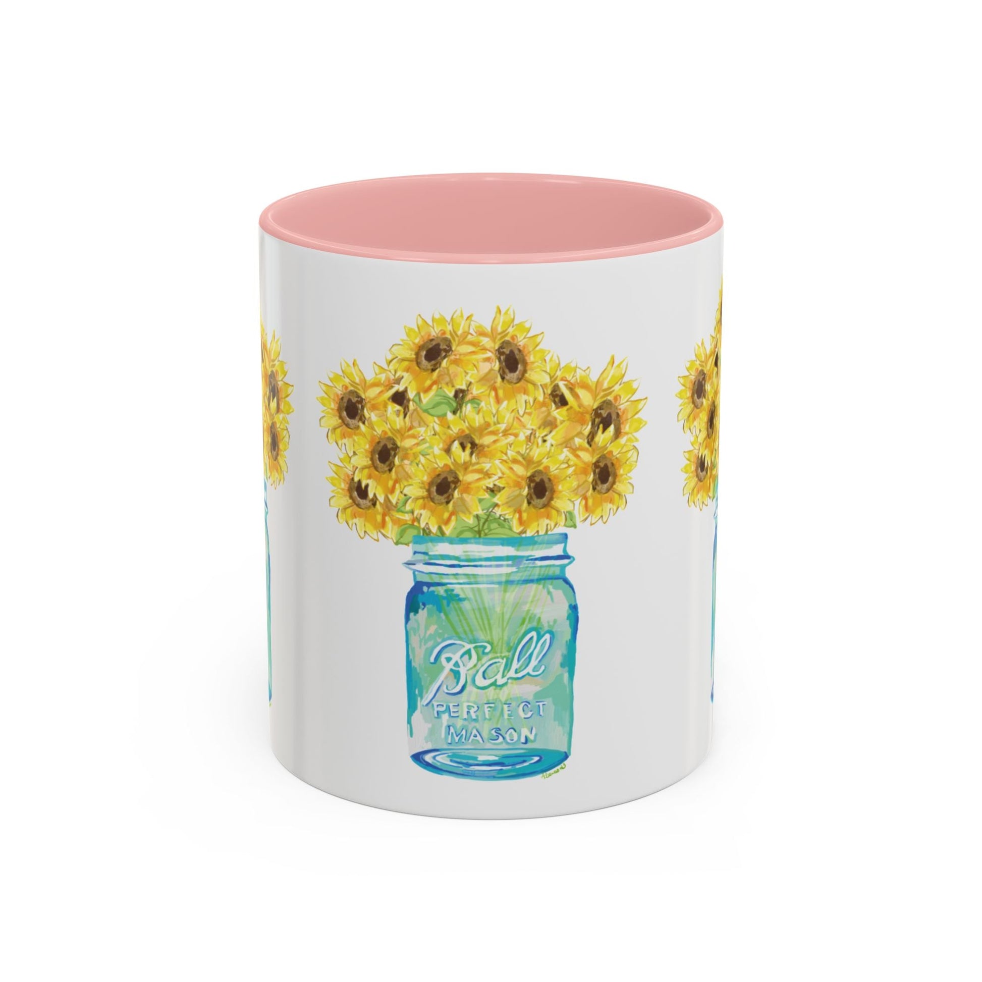 Sunflower Mason Jar Coffee Mug (11, 15oz) - Blue Cava
