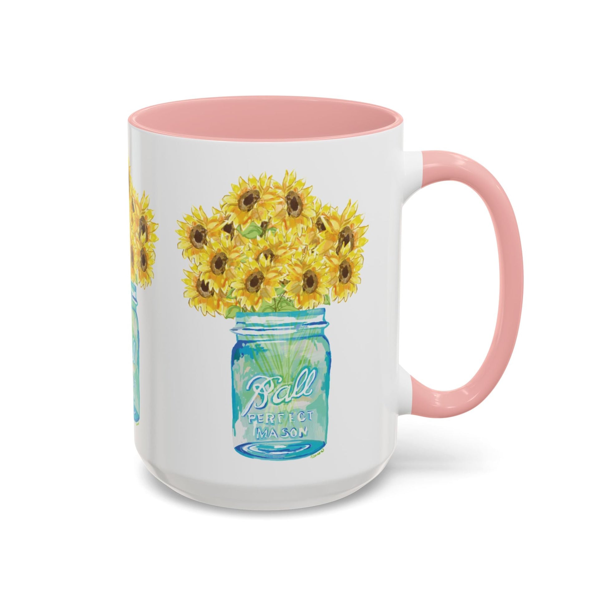 Sunflower Mason Jar Coffee Mug (11, 15oz) - Blue Cava