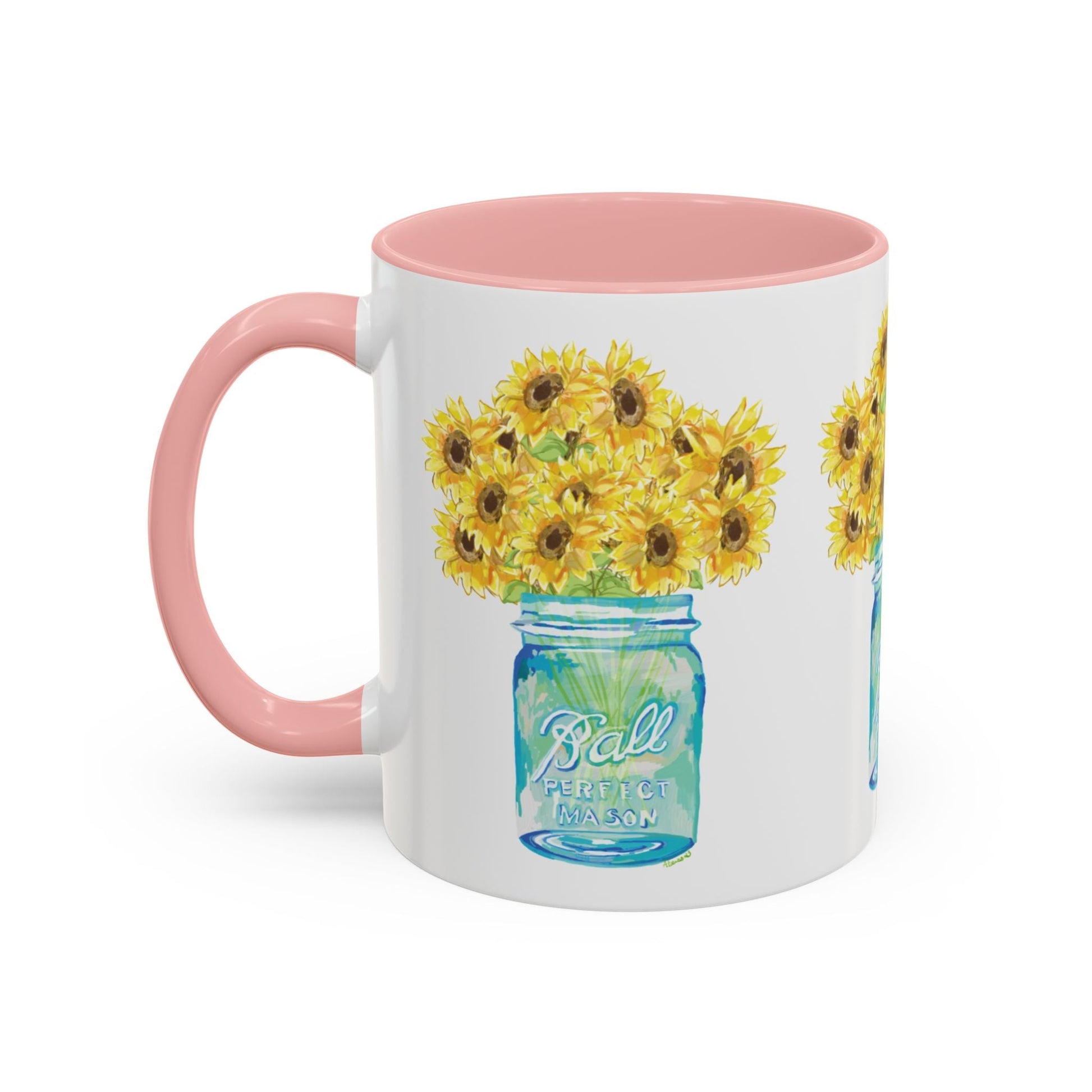 Sunflower Mason Jar Coffee Mug (11, 15oz) - Blue Cava