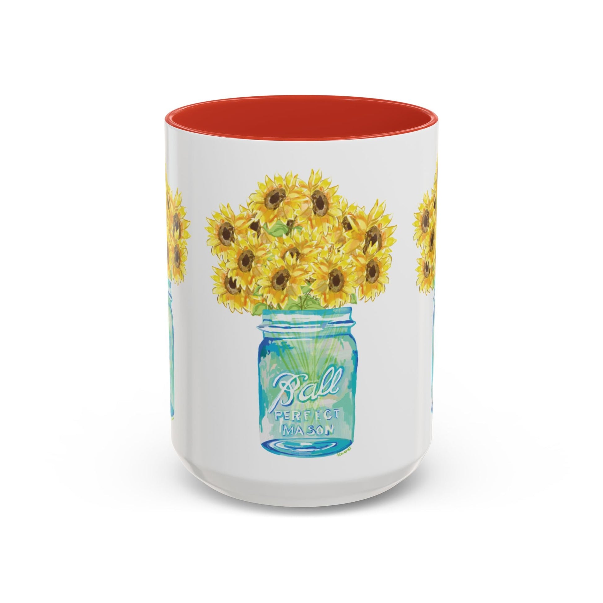 Sunflower Mason Jar Coffee Mug (11, 15oz) - Blue Cava
