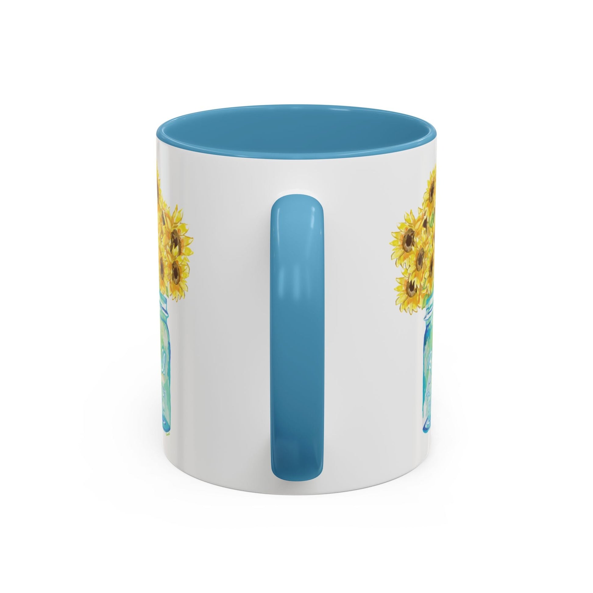 Sunflower Mason Jar Coffee Mug (11, 15oz) - Blue Cava
