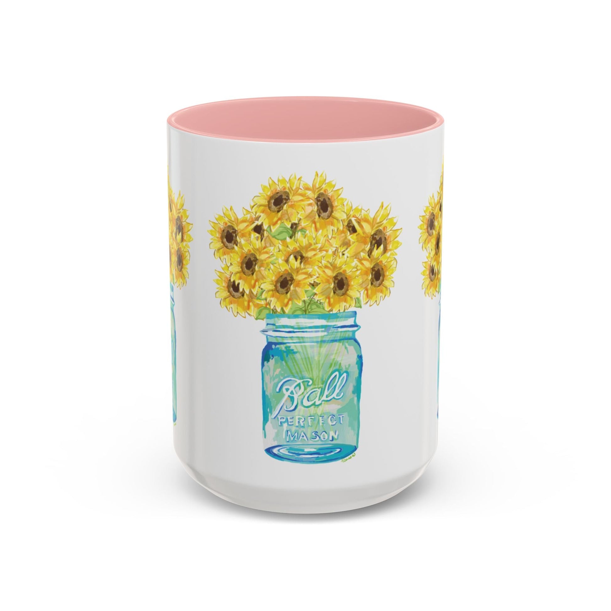 Sunflower Mason Jar Coffee Mug (11, 15oz) - Blue Cava