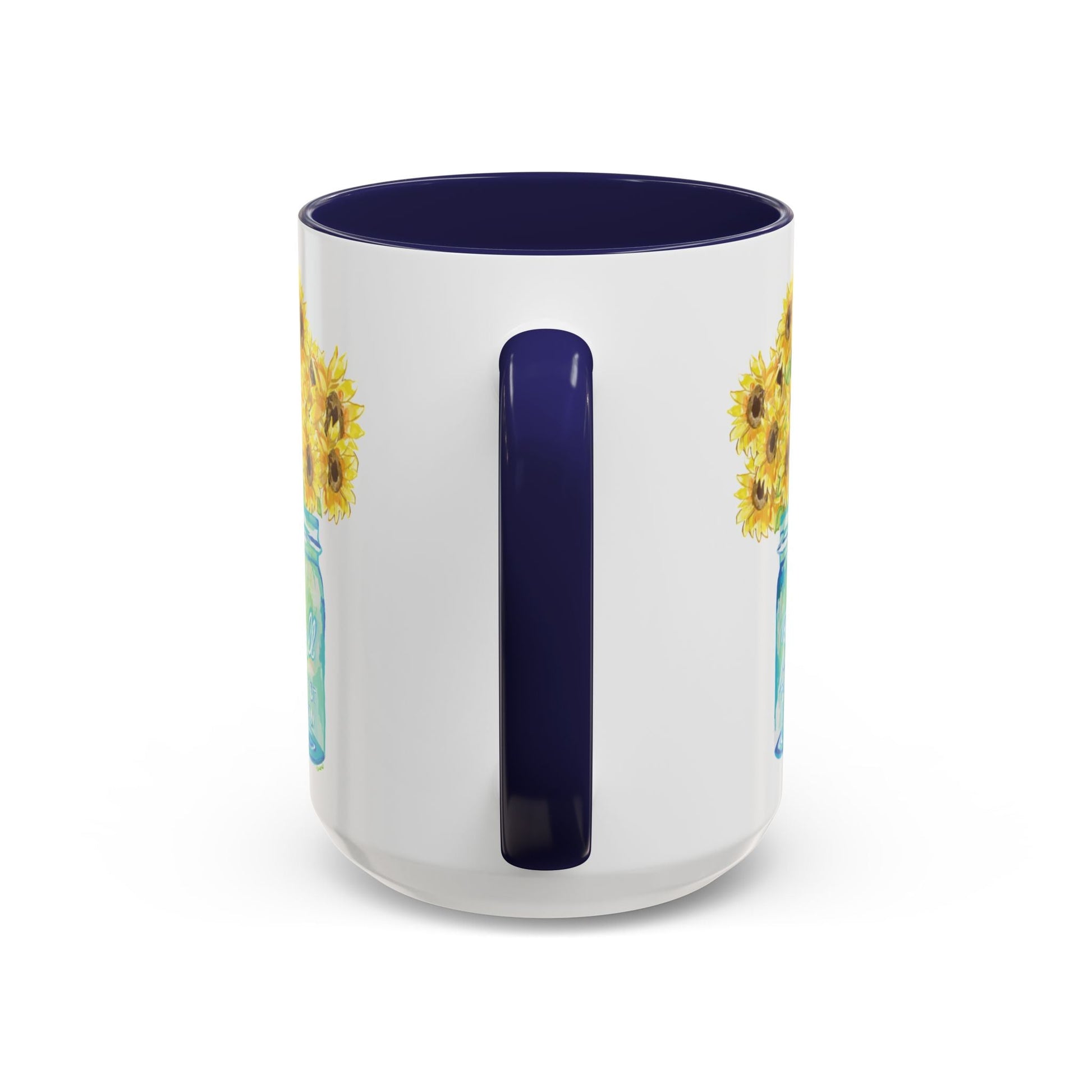Sunflower Mason Jar Coffee Mug (11, 15oz) - Blue Cava