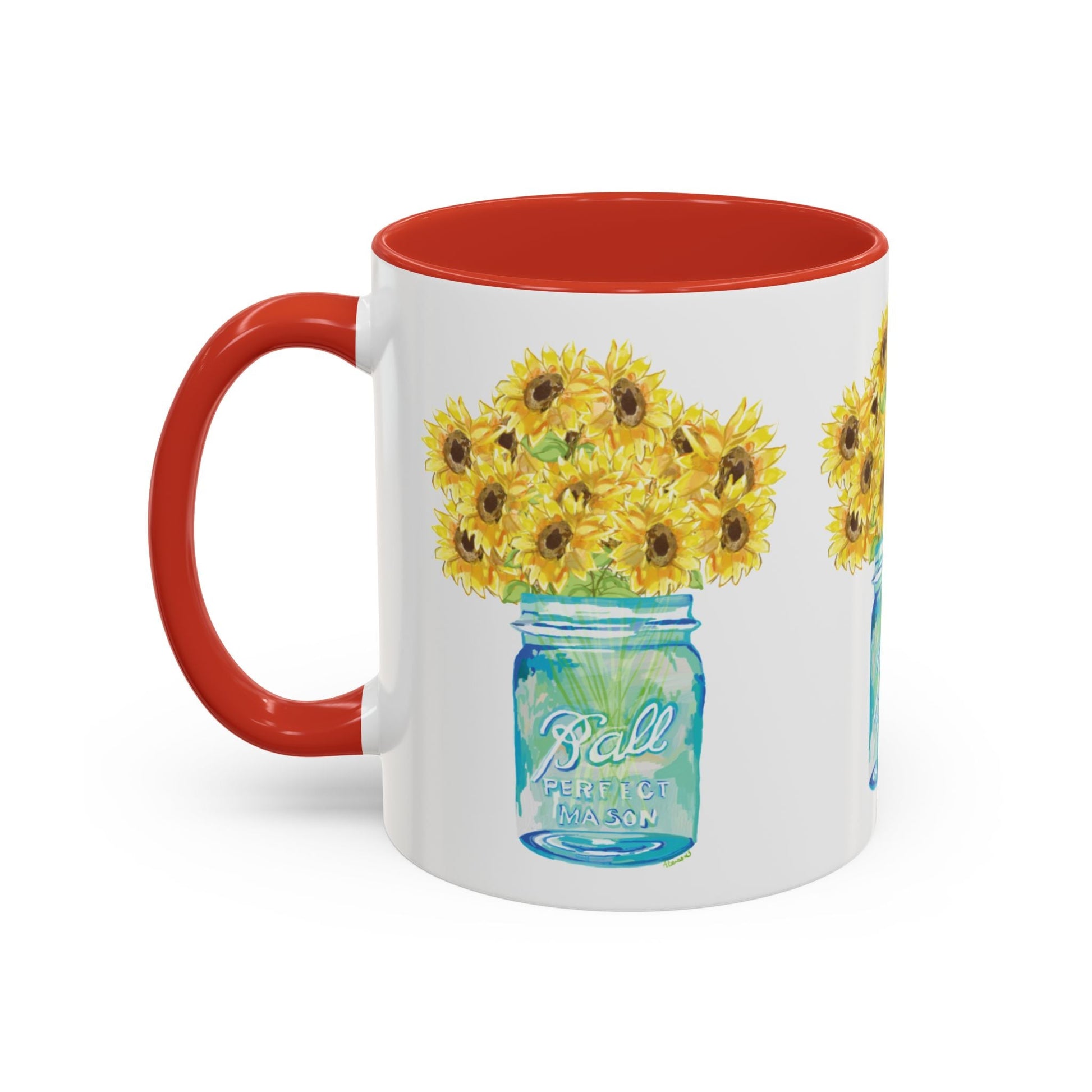 Sunflower Mason Jar Coffee Mug (11, 15oz) - Blue Cava