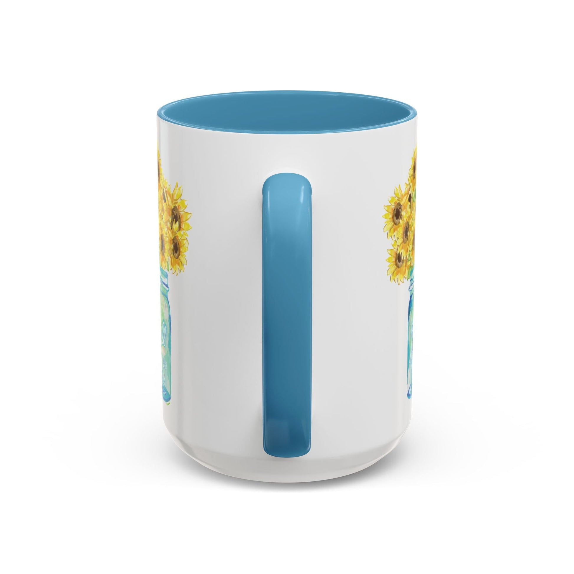 Sunflower Mason Jar Coffee Mug (11, 15oz) - Blue Cava