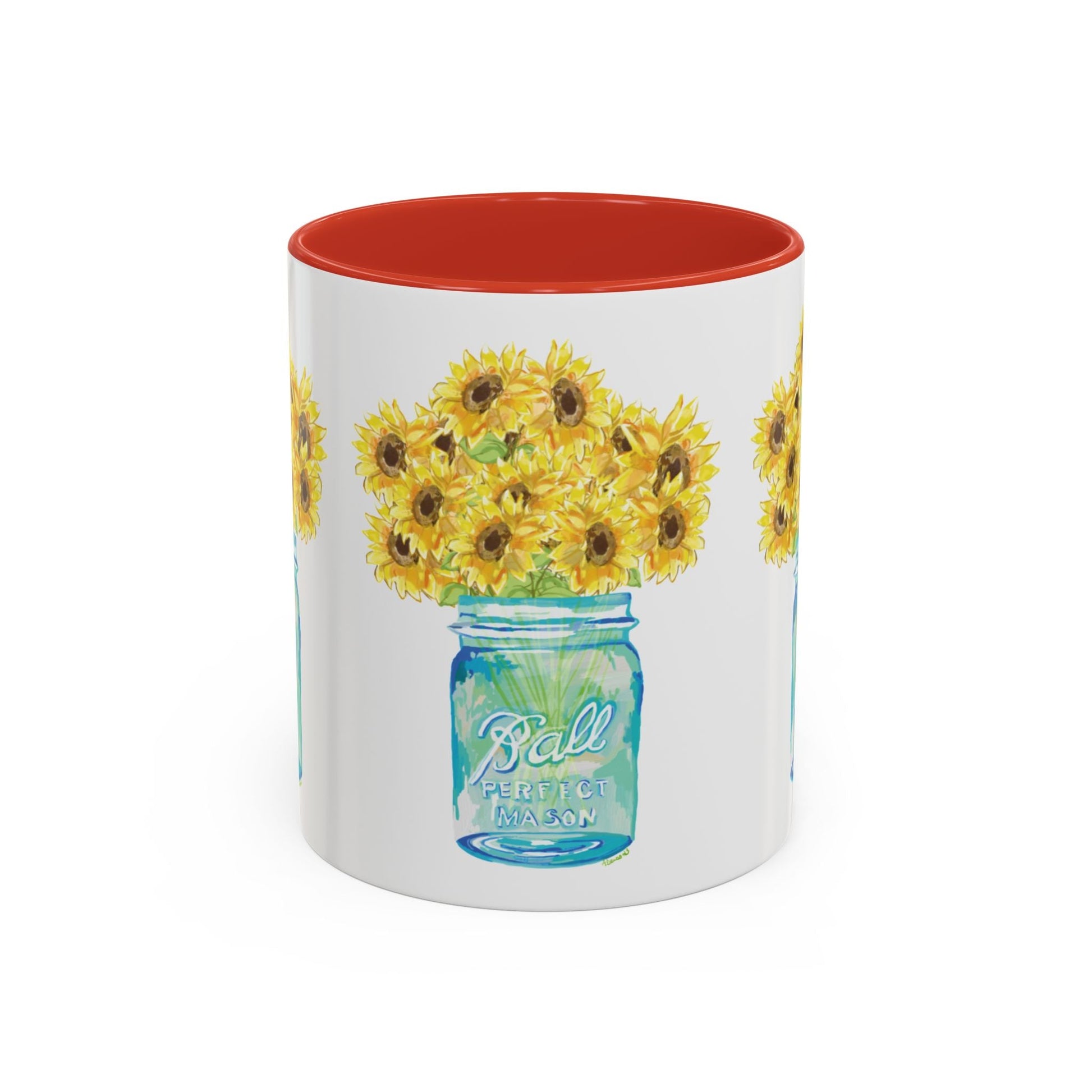 Sunflower Mason Jar Coffee Mug (11, 15oz) - Blue Cava