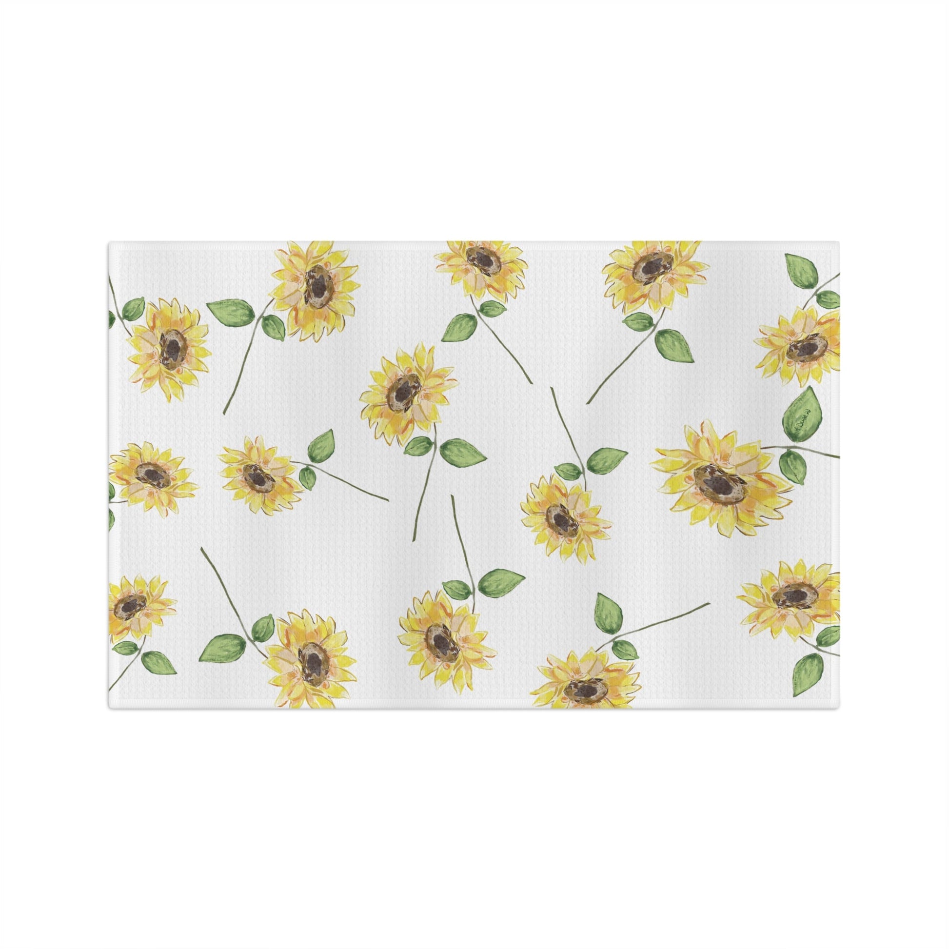 Sunflowers Microfiber Waffle Towel - Blue Cava