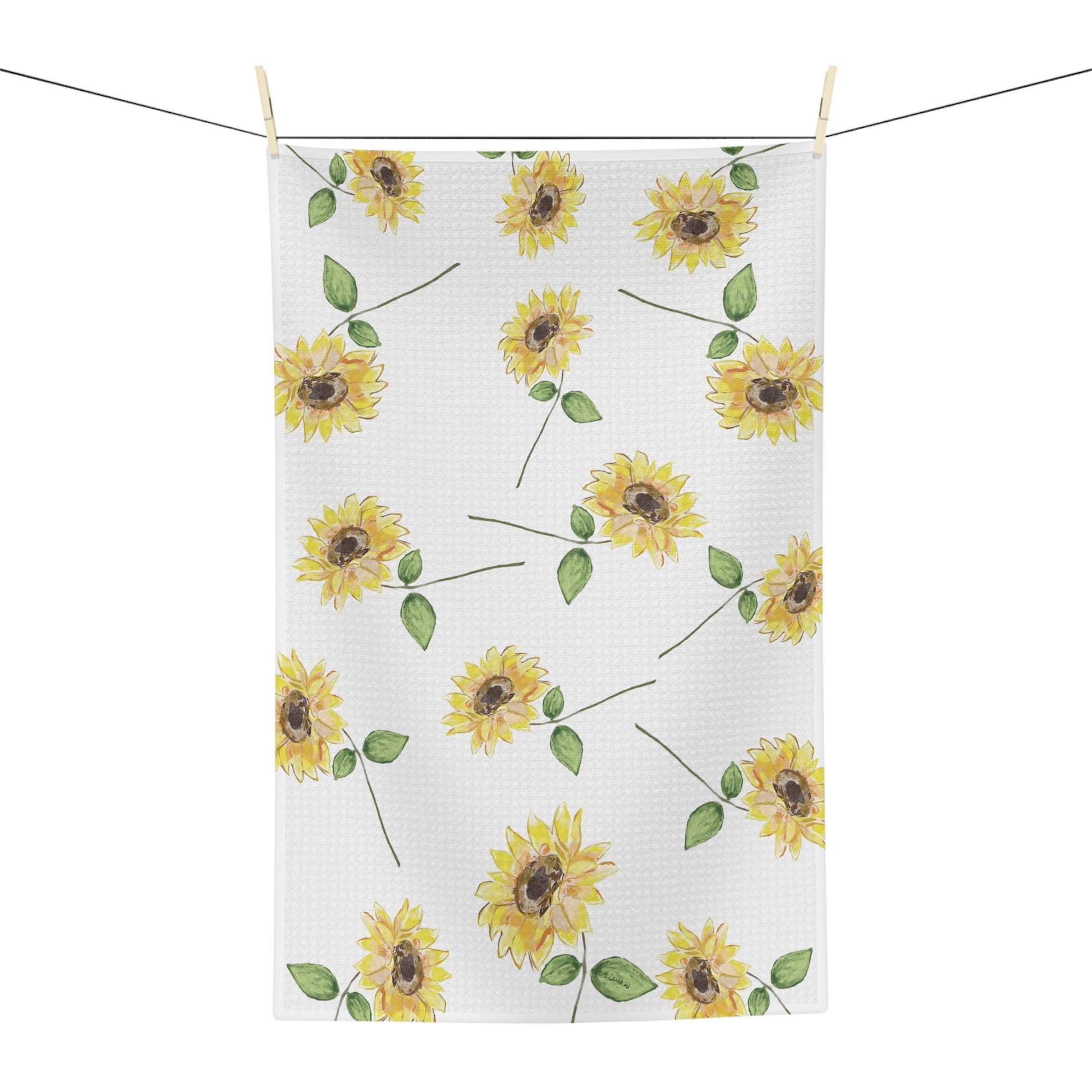 Sunflowers Microfiber Waffle Towel - Blue Cava