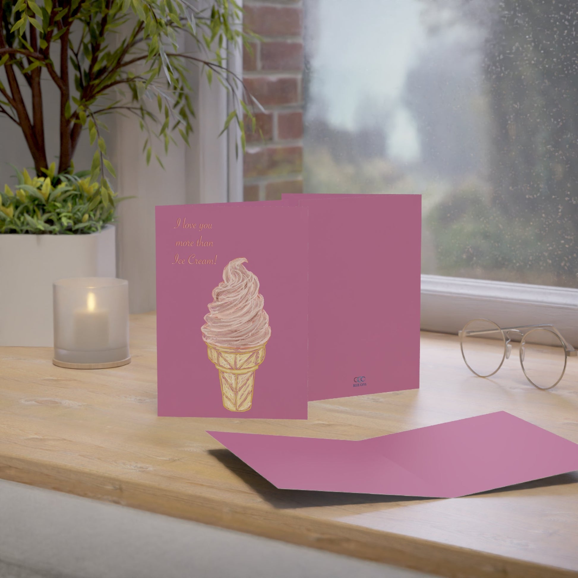 Sweet Ice Cream Love Greeting Cards Set - Blue Cava