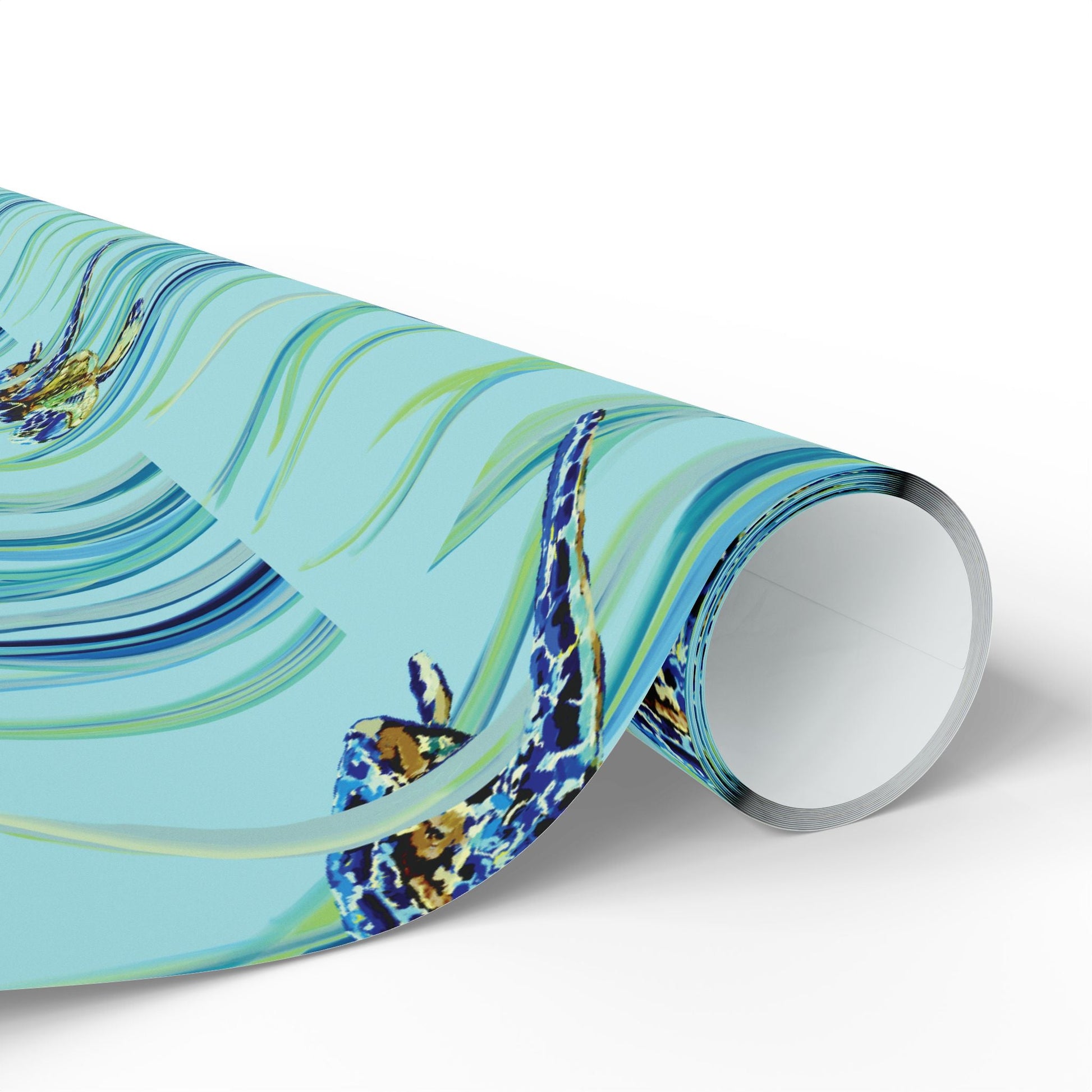 Swimming Sea Turtle Wrapping Paper - Blue Cava