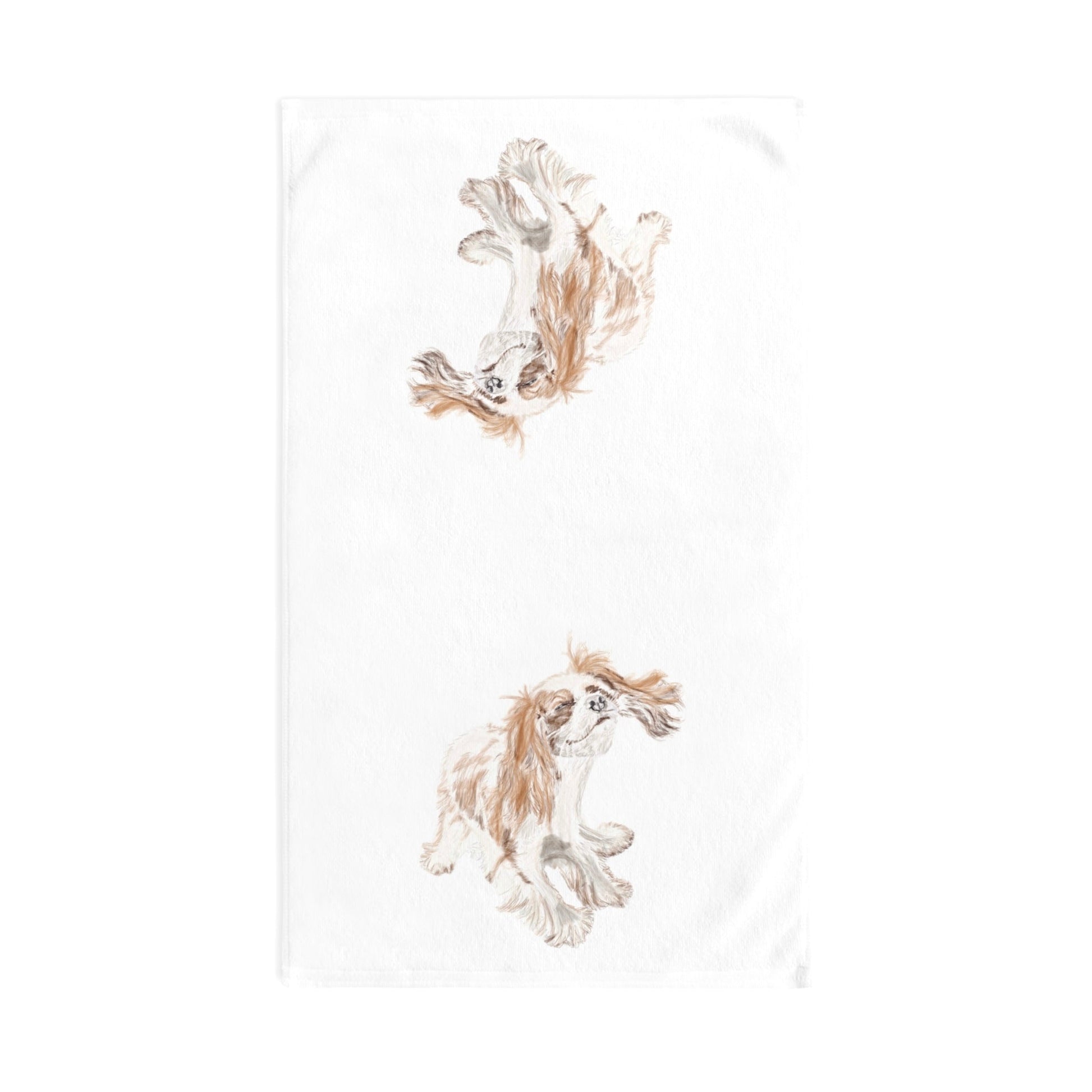 “Teddy” King Charles Puppy Hand Towel (Poly/Cotton) - Blue Cava