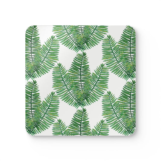 Tropical Leaf Cork Coaster Set - Eco - Friendly Drink Coasters for Home Decor - Blue Cava