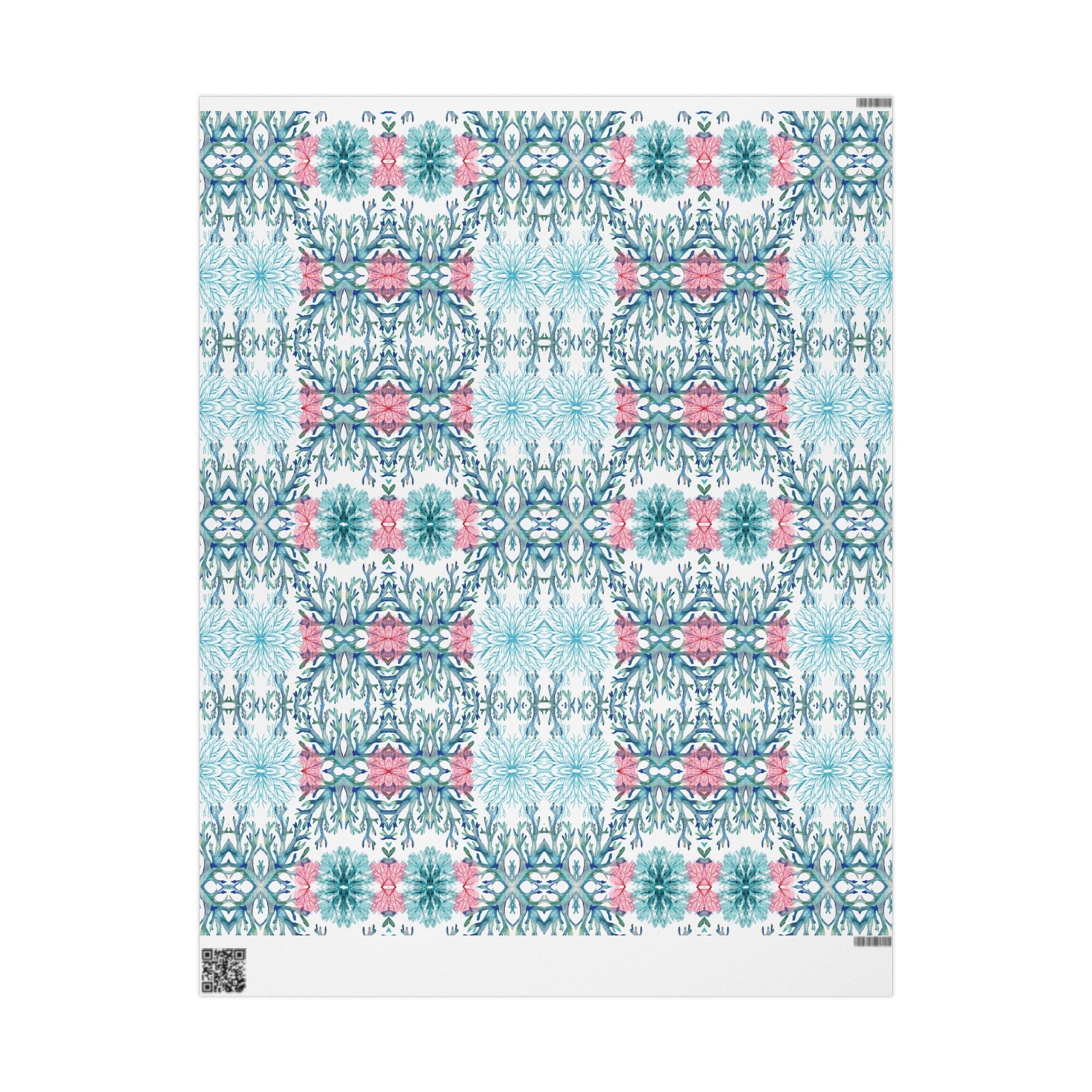 Vibrant Coral Wrapping Paper - Colorful, Eco - Friendly Wrapping Paper - Blue Cava
