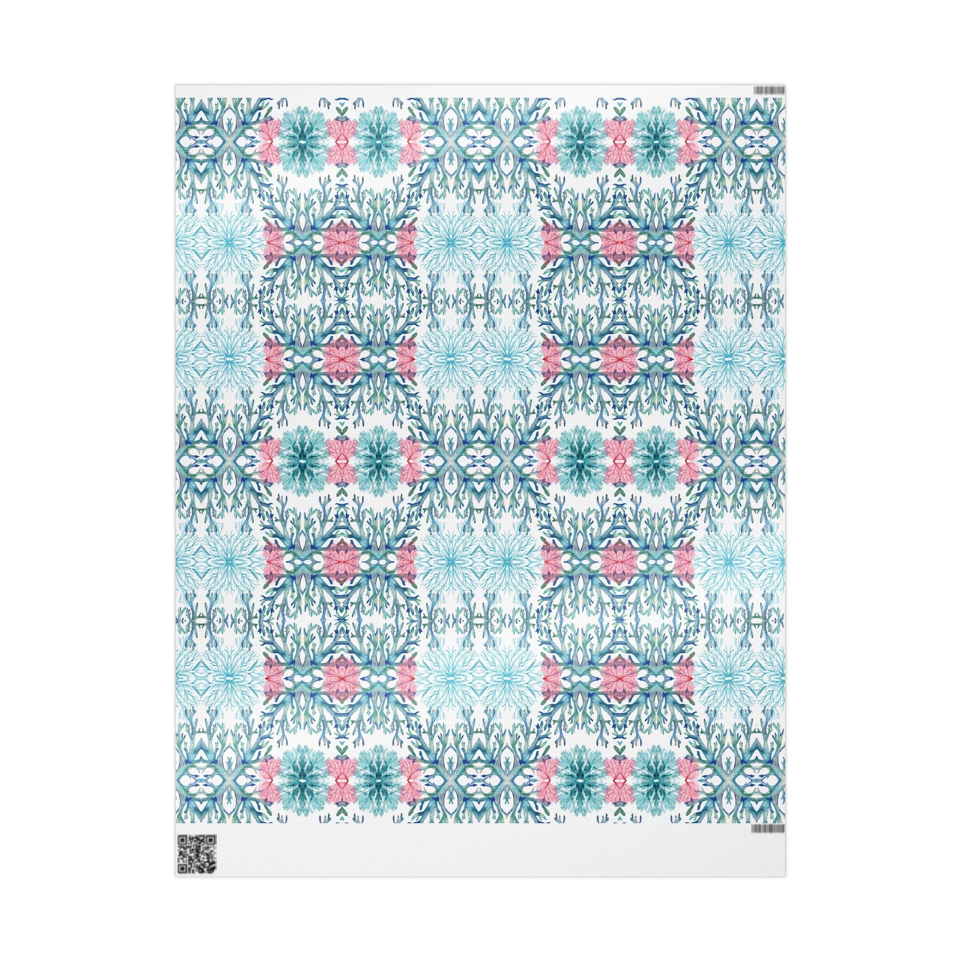 Vibrant Coral Wrapping Paper - Colorful, Eco - Friendly Wrapping Paper - Blue Cava