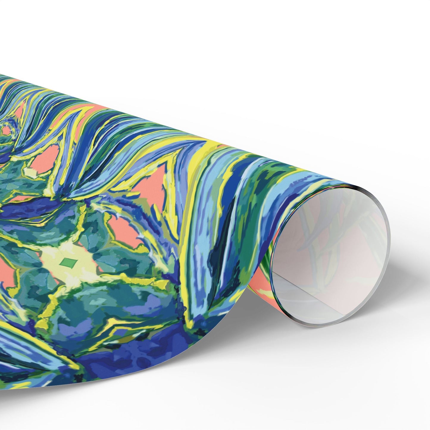 Vibrant Floral Wrapping Paper - Eco - Friendly Gift Wrap - Blue Cava