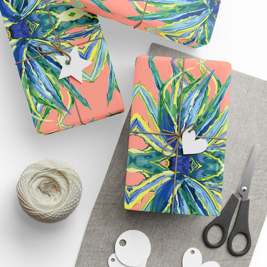 Vibrant Floral Wrapping Paper - Eco - Friendly Gift Wrap - Blue Cava