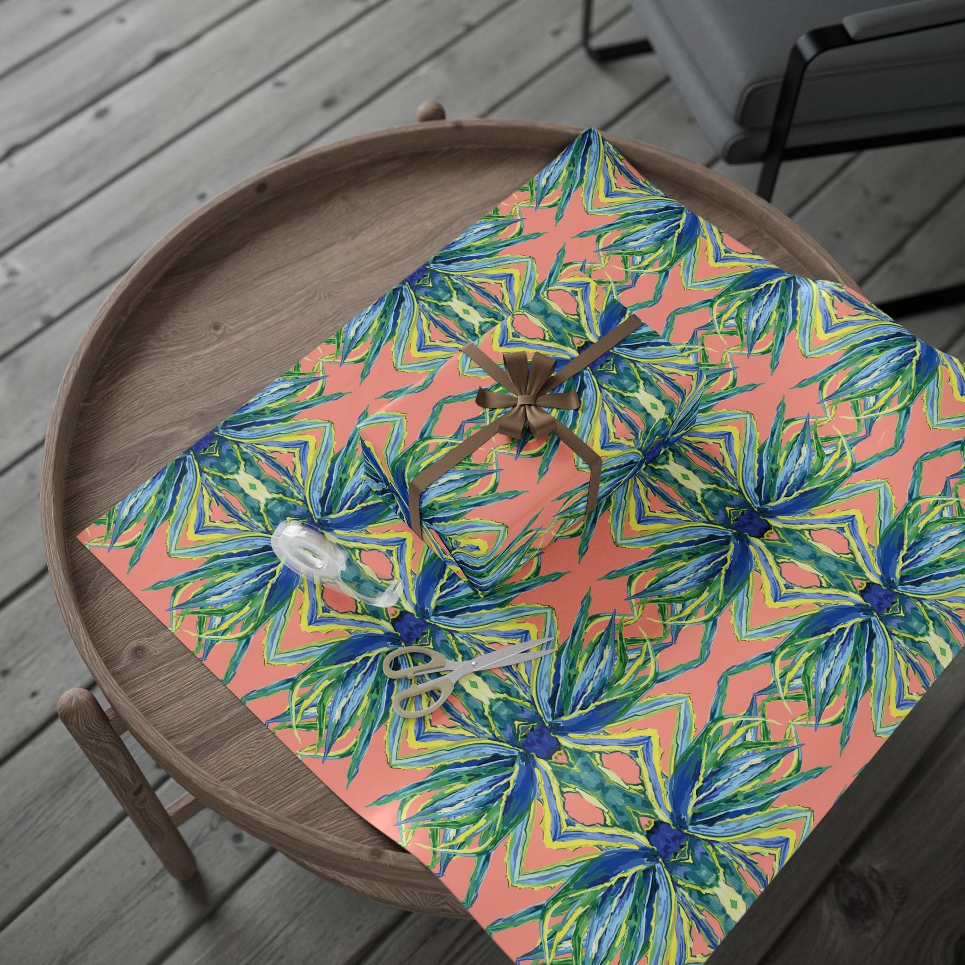 Vibrant Floral Wrapping Paper - Eco - Friendly Gift Wrap - Blue Cava