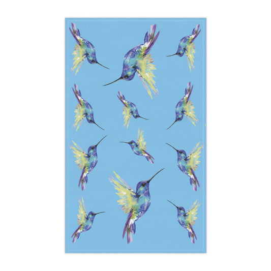 Vibrant Hummingbird Kitchen Tea Towels - Blue Cava