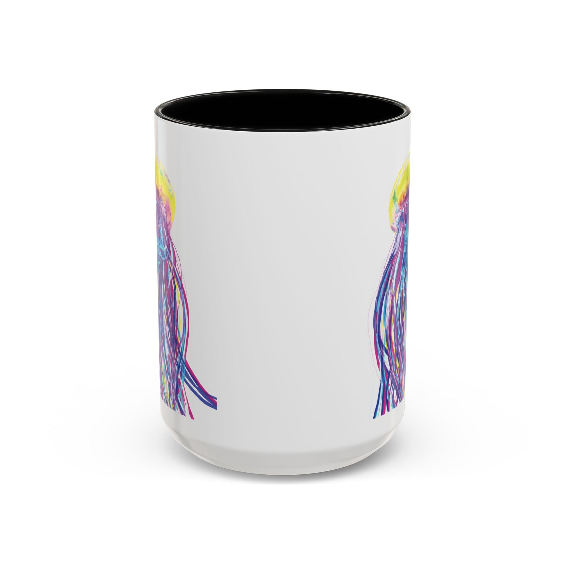 Vibrant Jellyfish Accent Coffee Mug - Colorful Marine Life Drinkware - Blue Cava