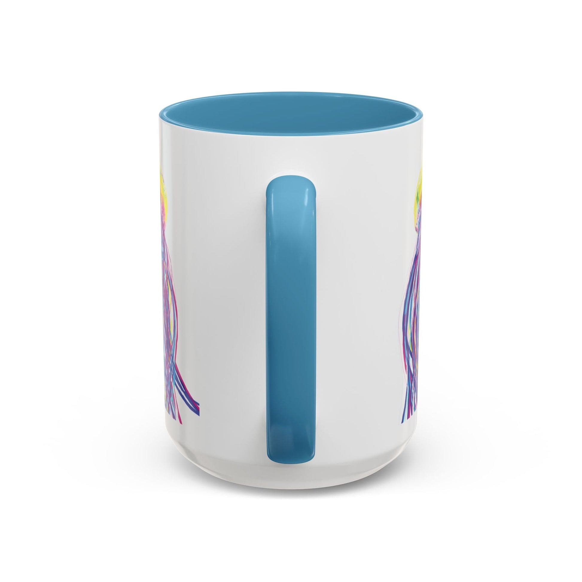 Vibrant Jellyfish Accent Coffee Mug - Colorful Marine Life Drinkware - Blue Cava