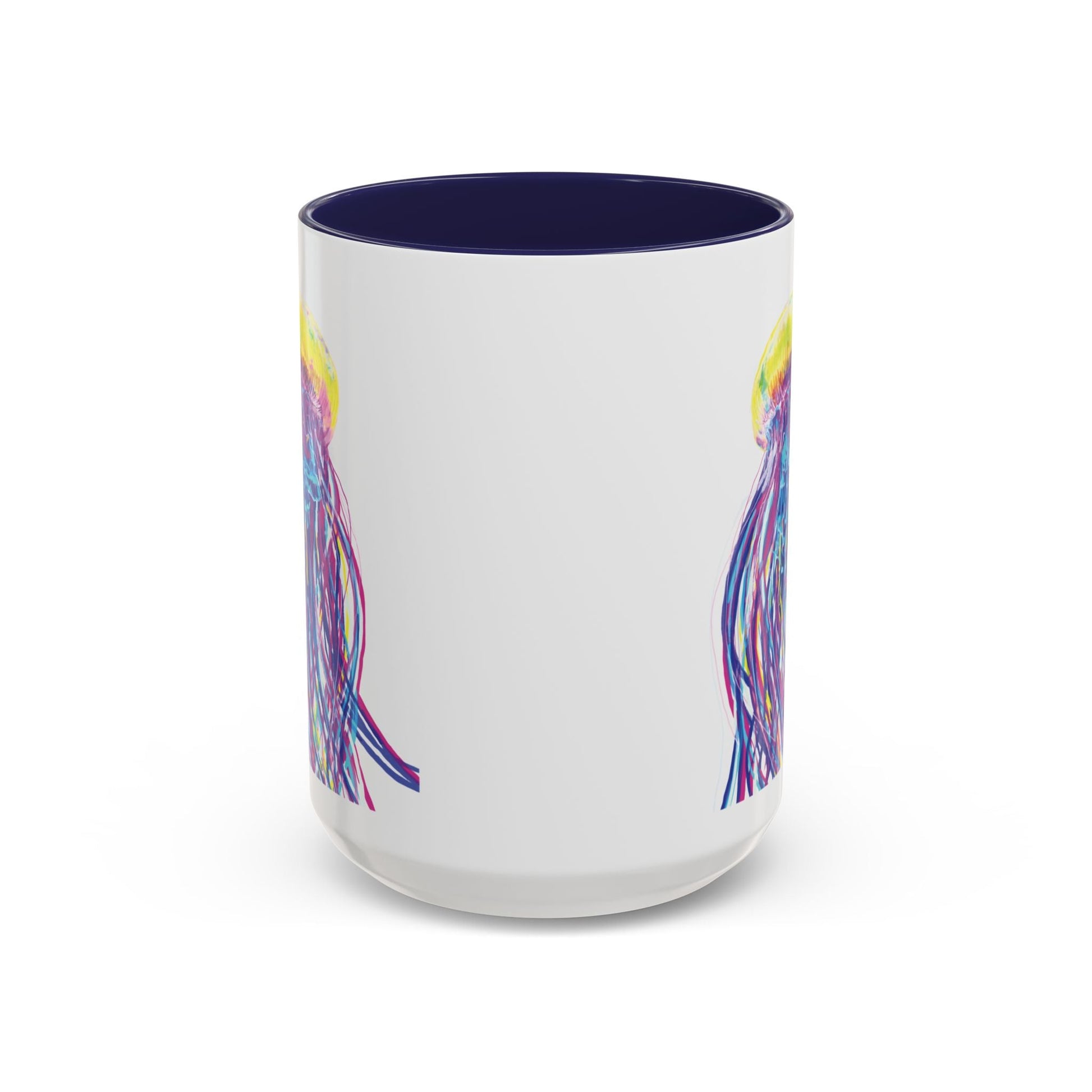 Vibrant Jellyfish Accent Coffee Mug - Colorful Marine Life Drinkware - Blue Cava