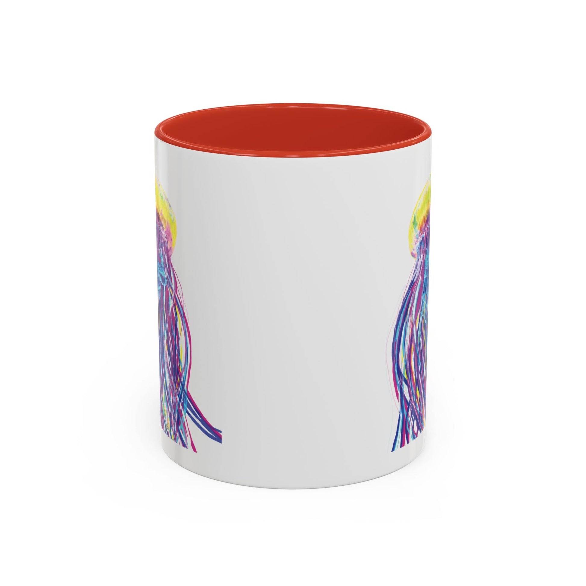 Vibrant Jellyfish Accent Coffee Mug - Colorful Marine Life Drinkware - Blue Cava