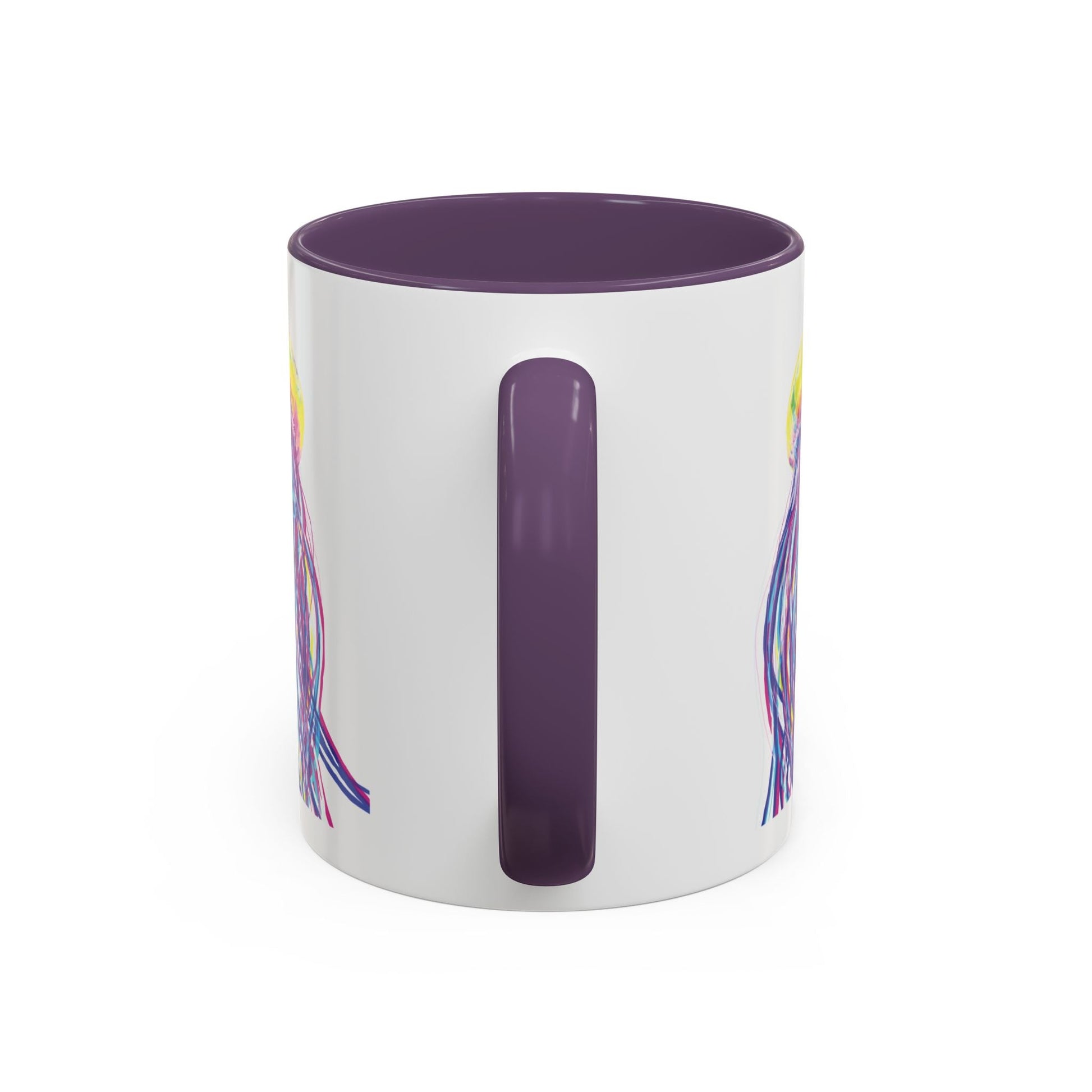Vibrant Jellyfish Accent Coffee Mug - Colorful Marine Life Drinkware - Blue Cava