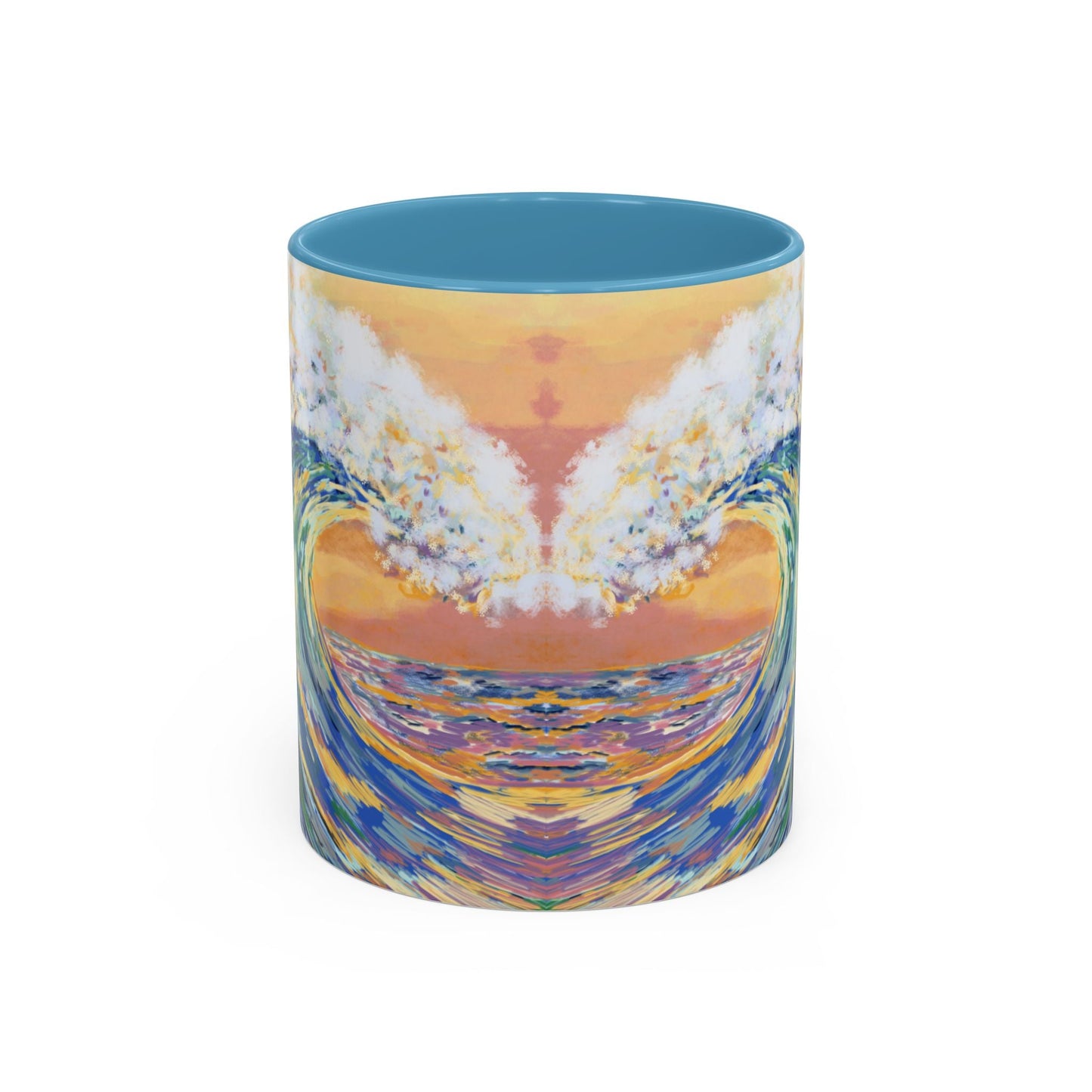 Vibrant Ocean Wave Two - tone Ceramic Mugs 11 oz & 15 oz - Blue Cava
