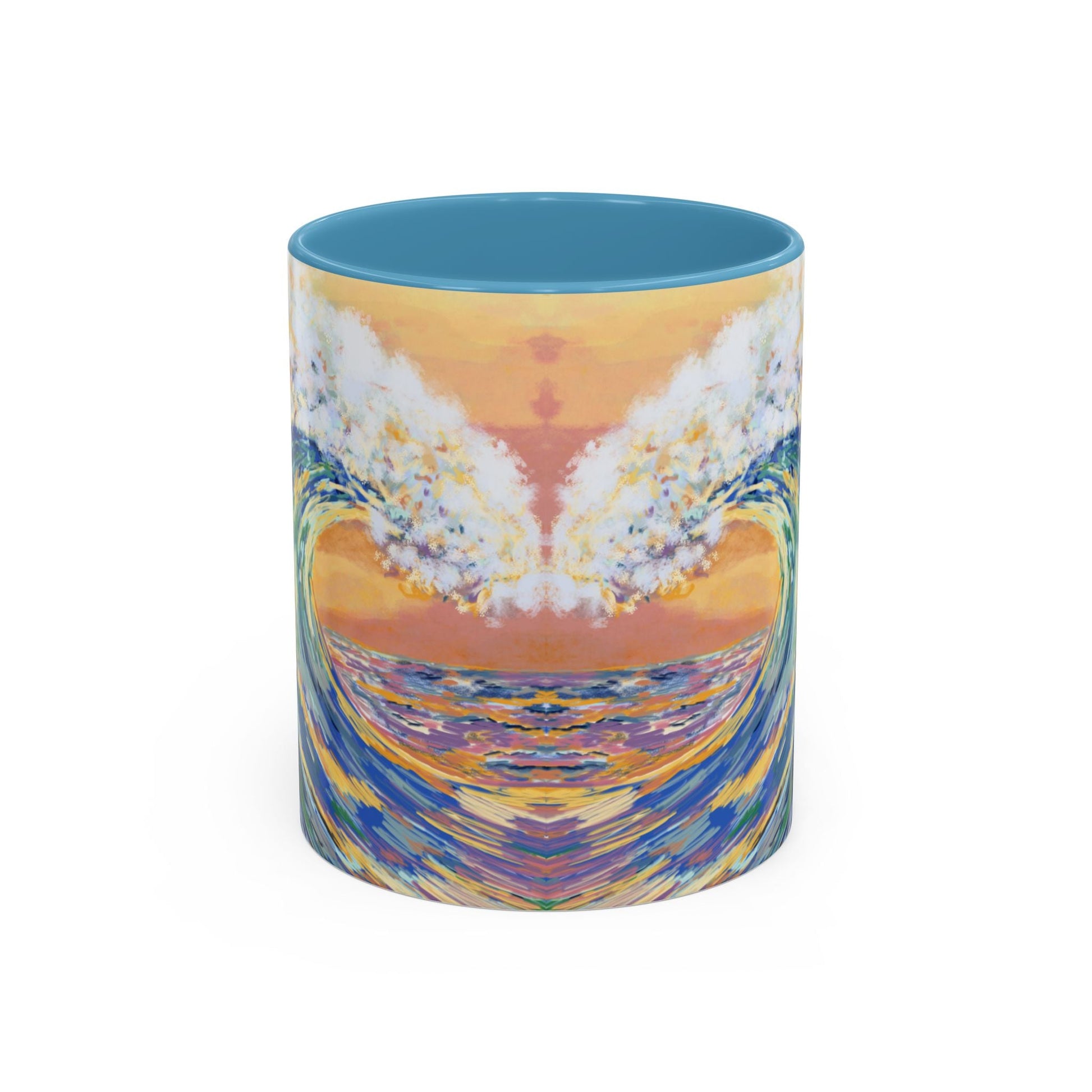 Vibrant Ocean Wave Two - tone Ceramic Mugs 11 oz & 15 oz - Blue Cava