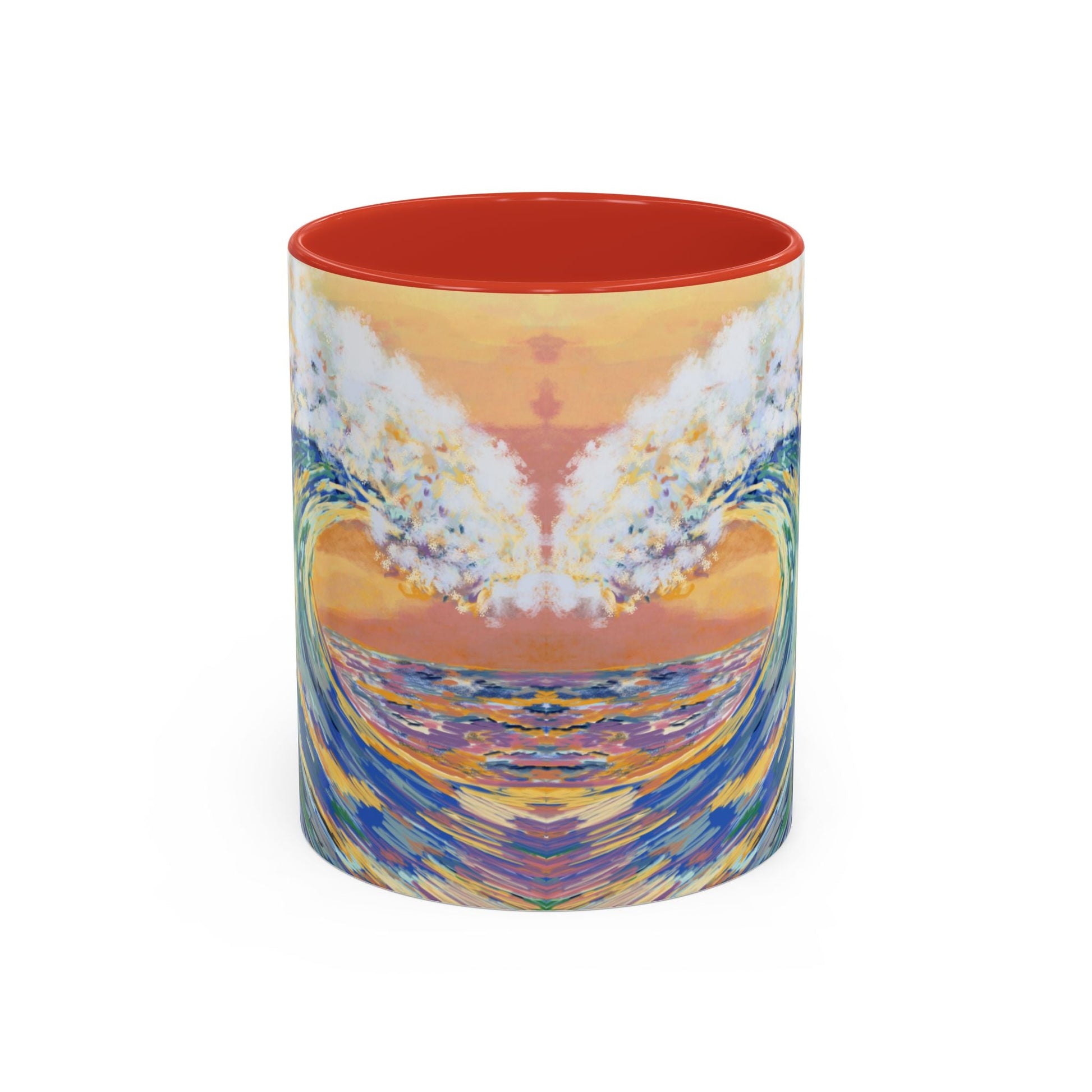 Vibrant Ocean Wave Two - tone Ceramic Mugs 11 oz & 15 oz - Blue Cava
