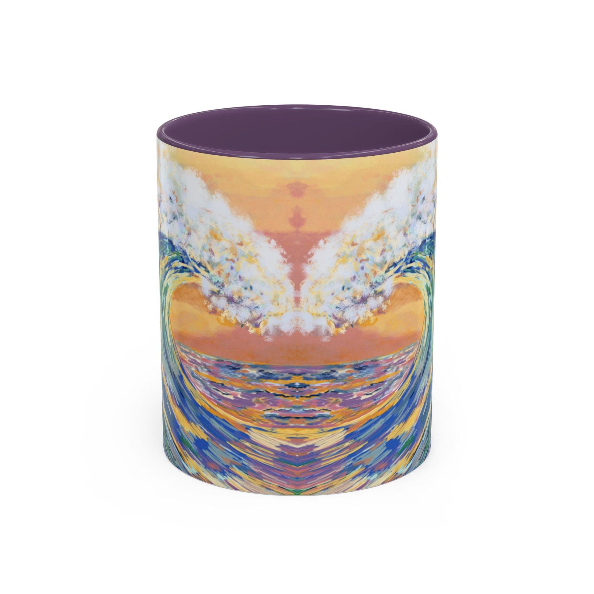 Vibrant Ocean Wave Two - tone Ceramic Mugs 11 oz & 15 oz - Blue Cava