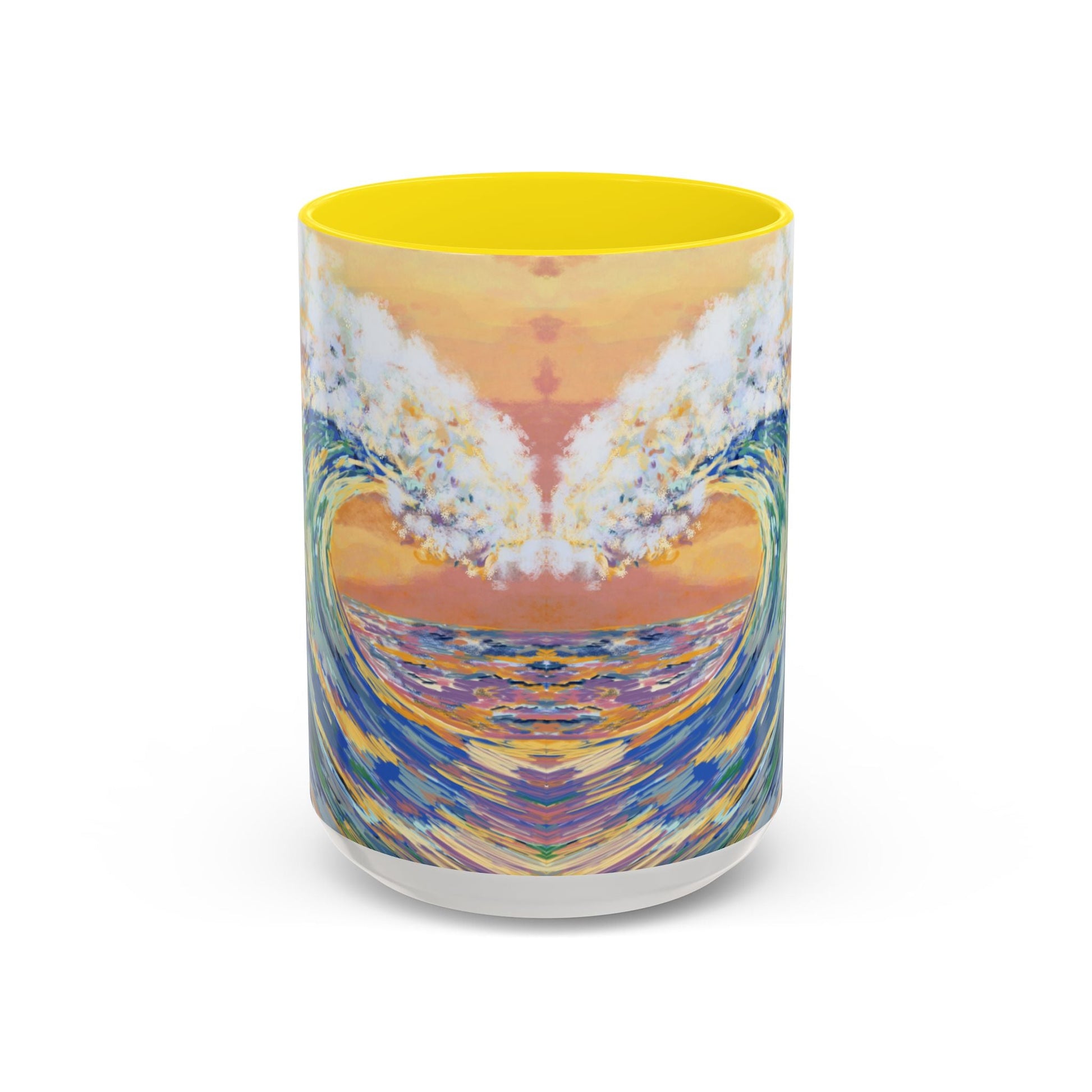 Vibrant Ocean Wave Two - tone Ceramic Mugs 11 oz & 15 oz - Blue Cava