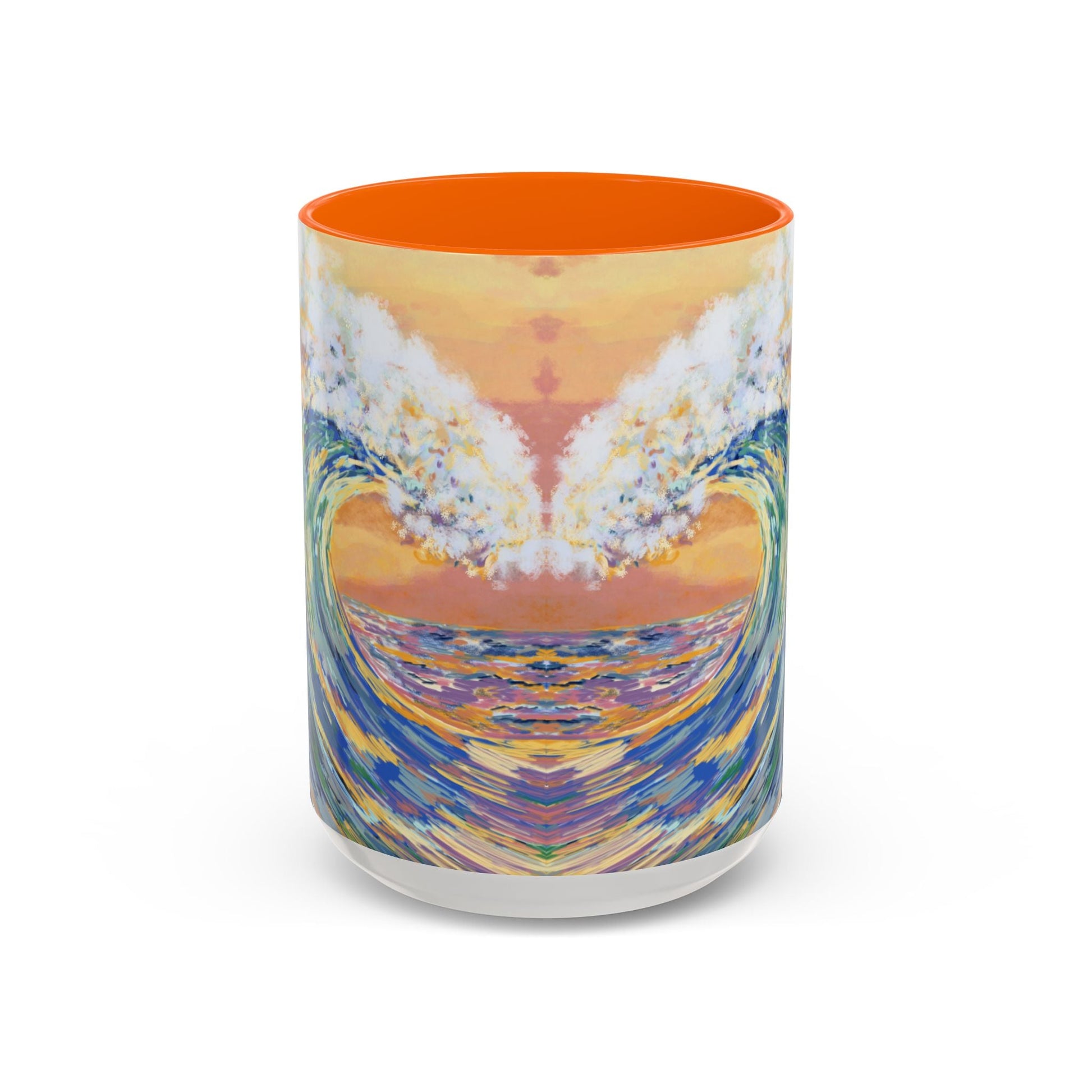 Vibrant Ocean Wave Two - tone Ceramic Mugs 11 oz & 15 oz - Blue Cava