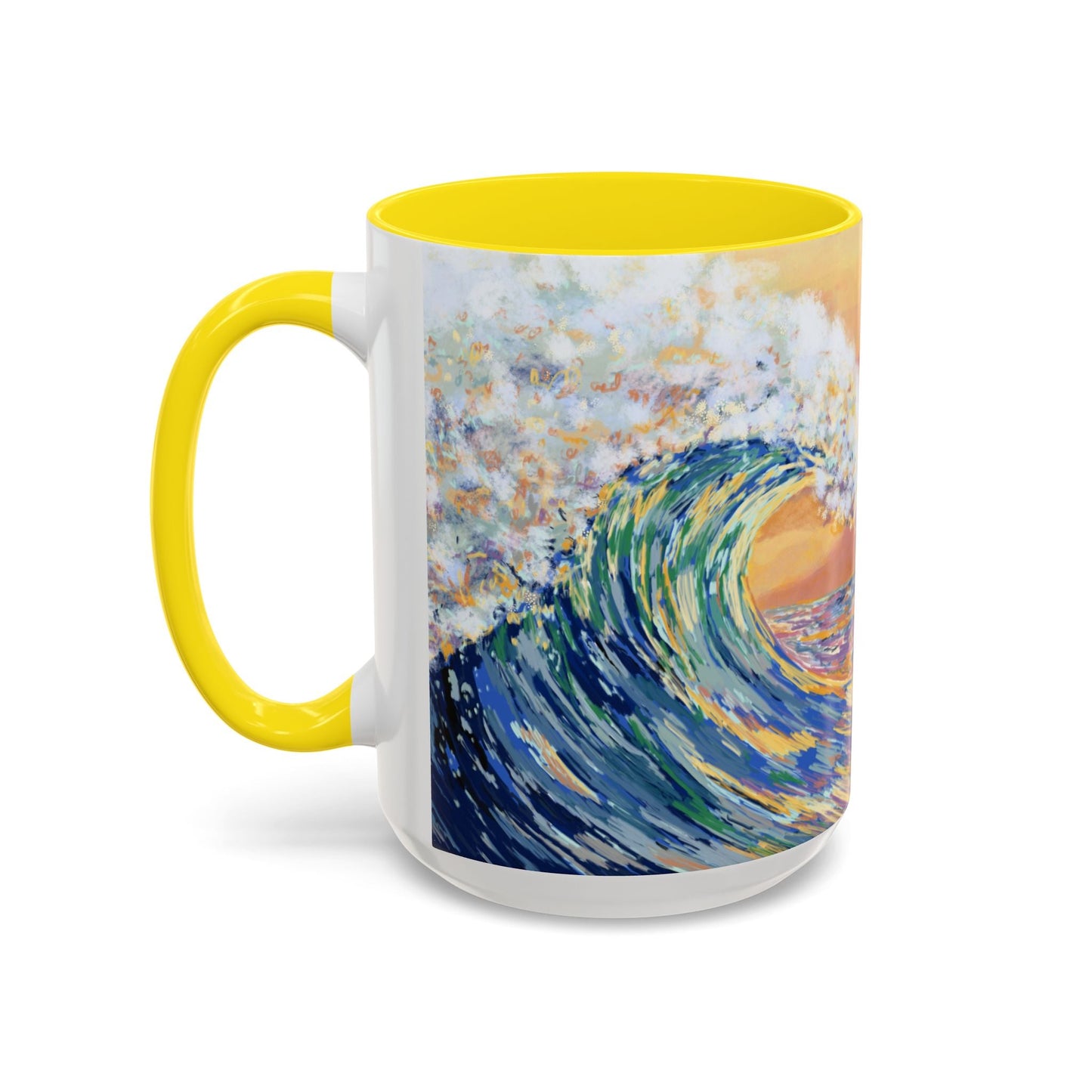 Vibrant Ocean Wave Two - tone Ceramic Mugs 11 oz & 15 oz - Blue Cava