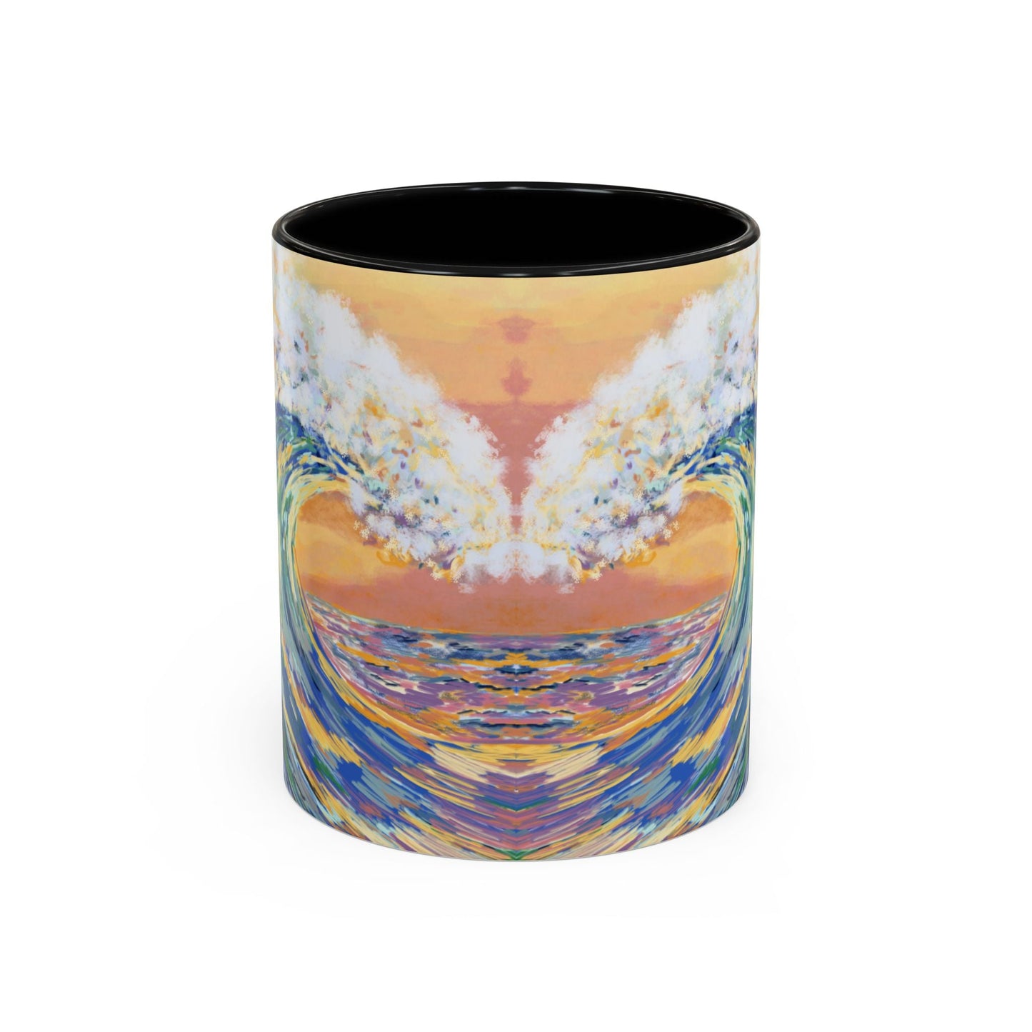 Vibrant Ocean Wave Two - tone Ceramic Mugs 11 oz & 15 oz - Blue Cava
