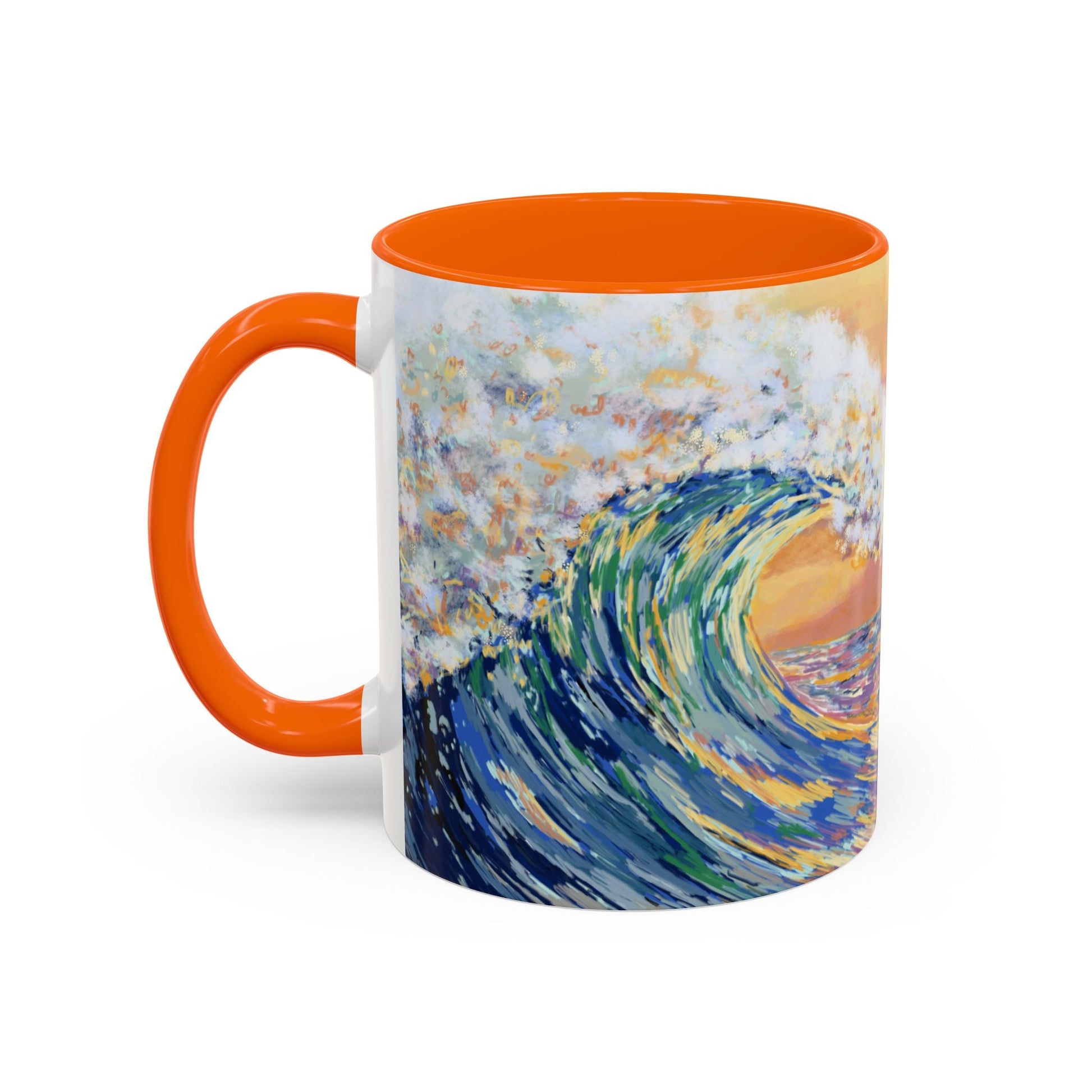Vibrant Ocean Wave Two - tone Ceramic Mugs 11 oz & 15 oz - Blue Cava