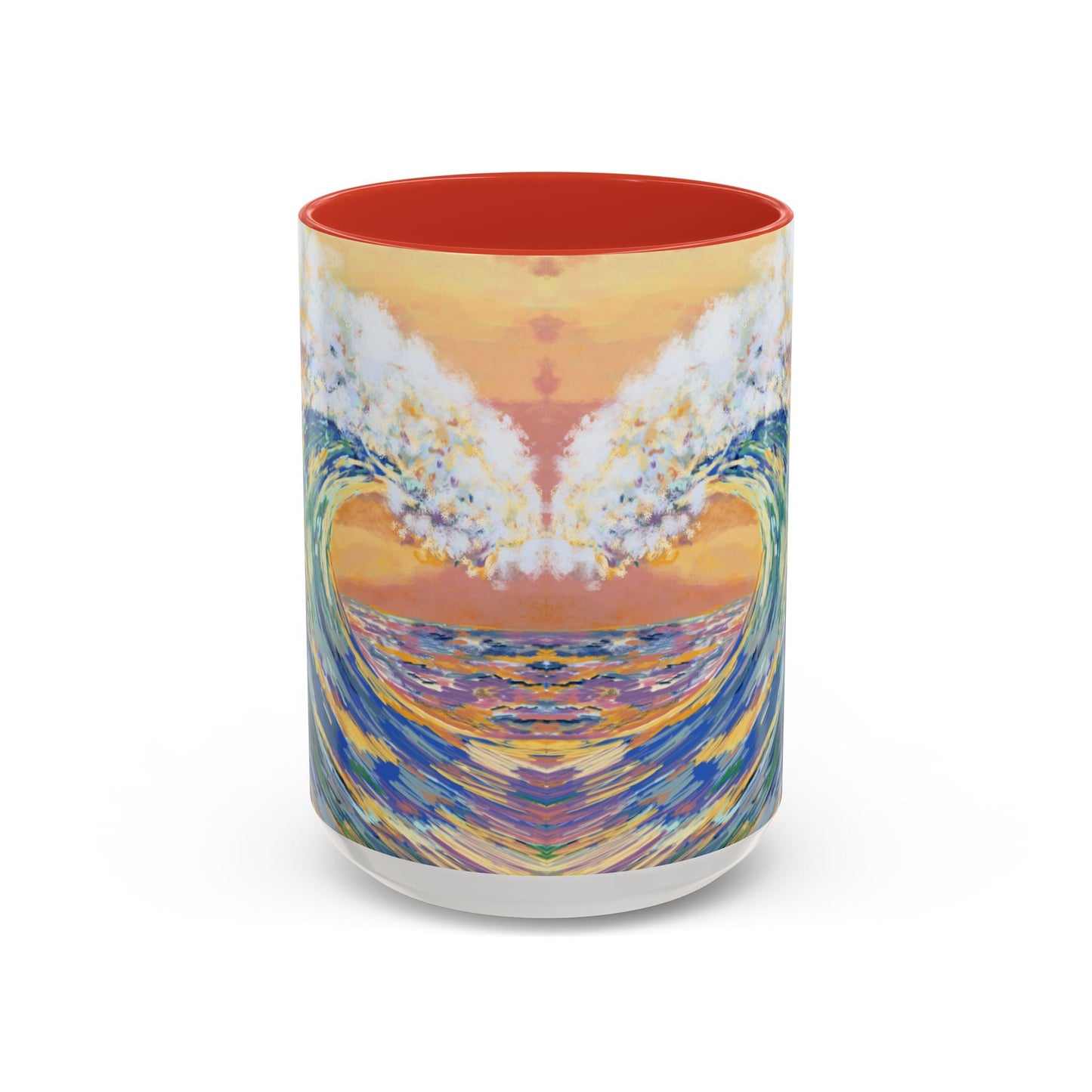Vibrant Ocean Wave Two - tone Ceramic Mugs 11 oz & 15 oz - Blue Cava