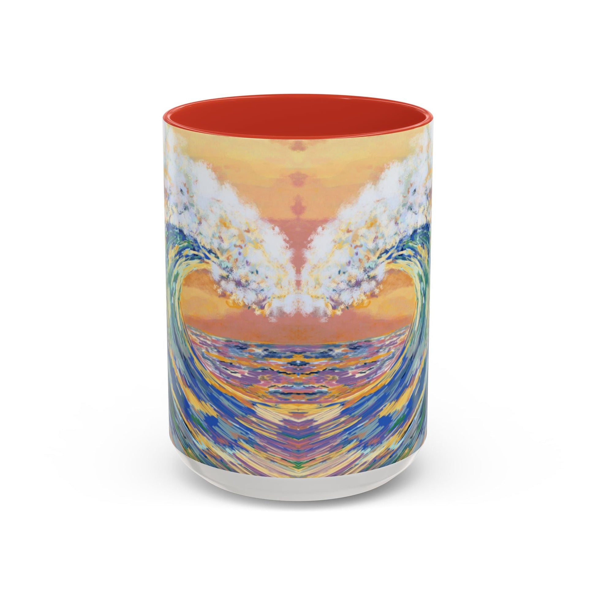 Vibrant Ocean Wave Two - tone Ceramic Mugs 11 oz & 15 oz - Blue Cava