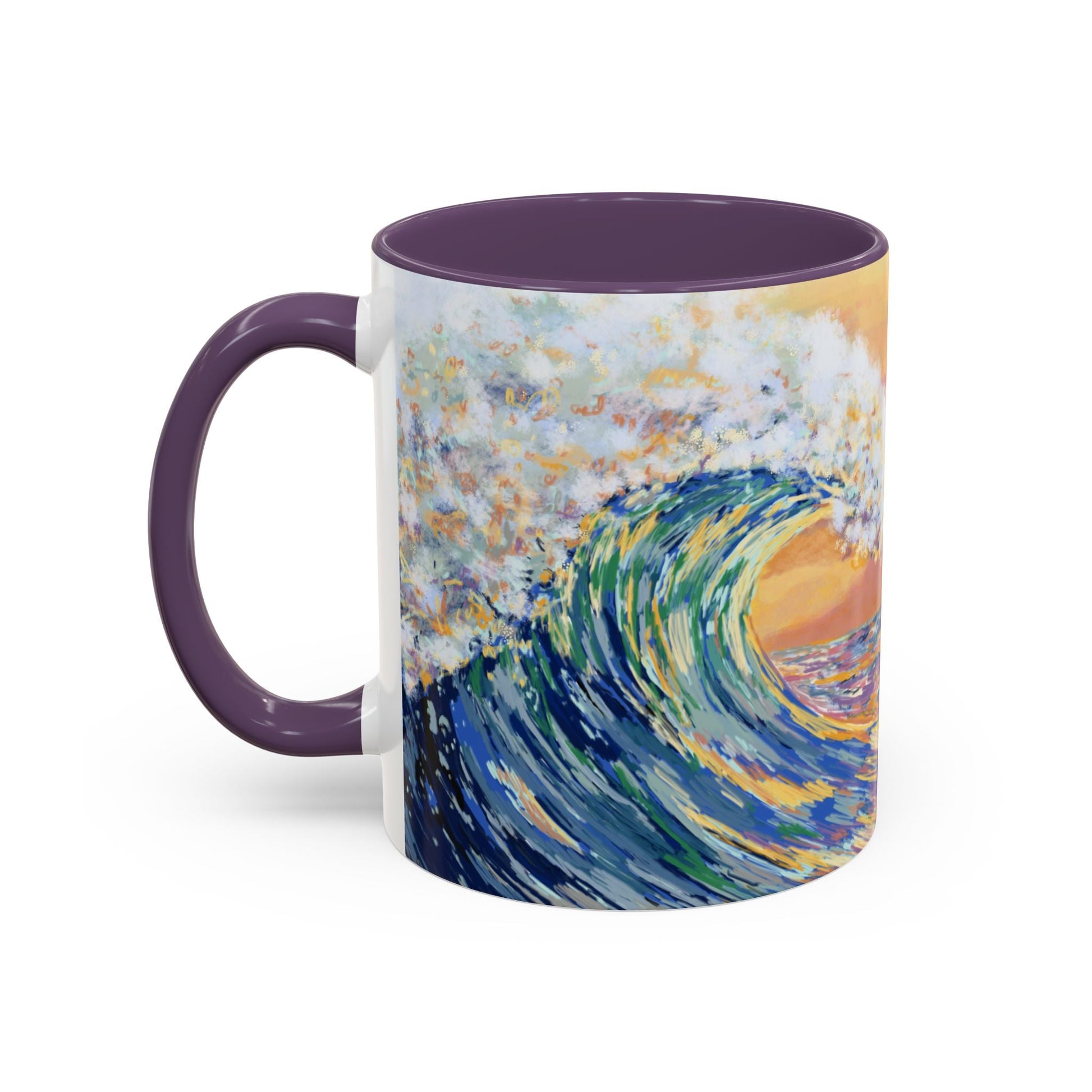 Vibrant Ocean Wave Two - tone Ceramic Mugs 11 oz & 15 oz - Blue Cava