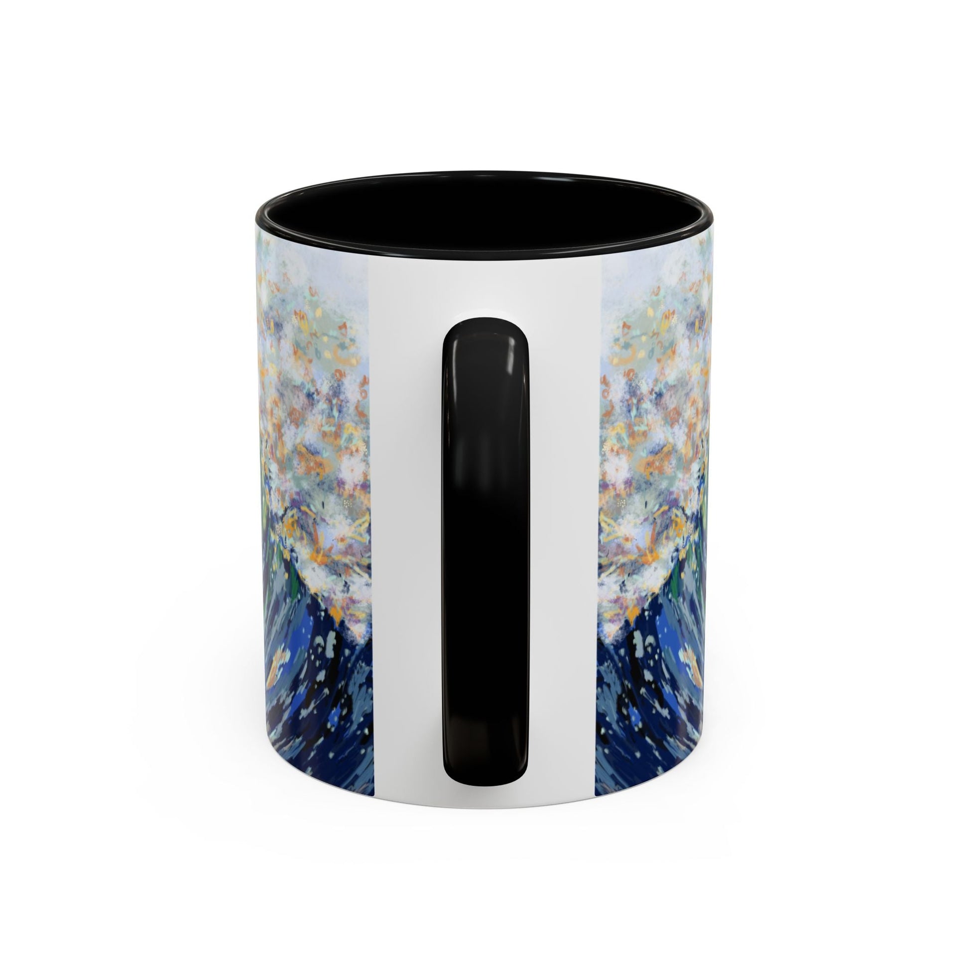 Vibrant Ocean Wave Two - tone Ceramic Mugs 11 oz & 15 oz - Blue Cava