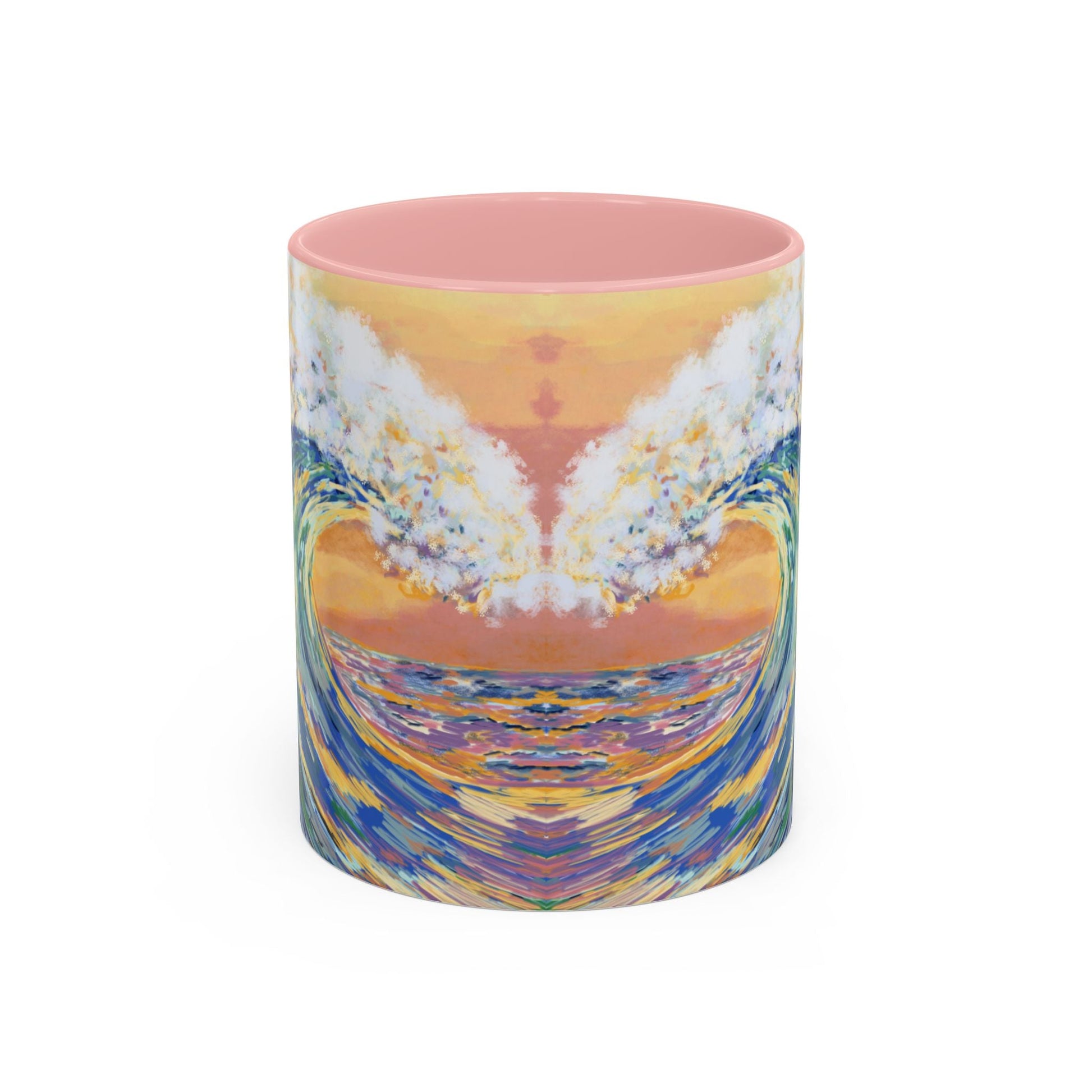 Vibrant Ocean Wave Two - tone Ceramic Mugs 11 oz & 15 oz - Blue Cava