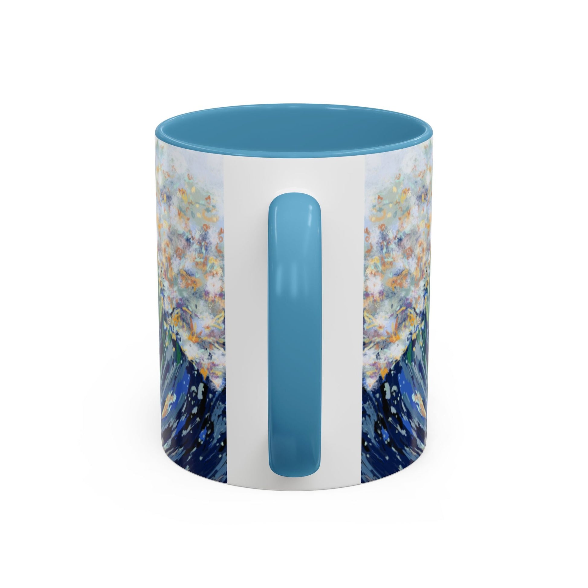 Vibrant Ocean Wave Two - tone Ceramic Mugs 11 oz & 15 oz - Blue Cava