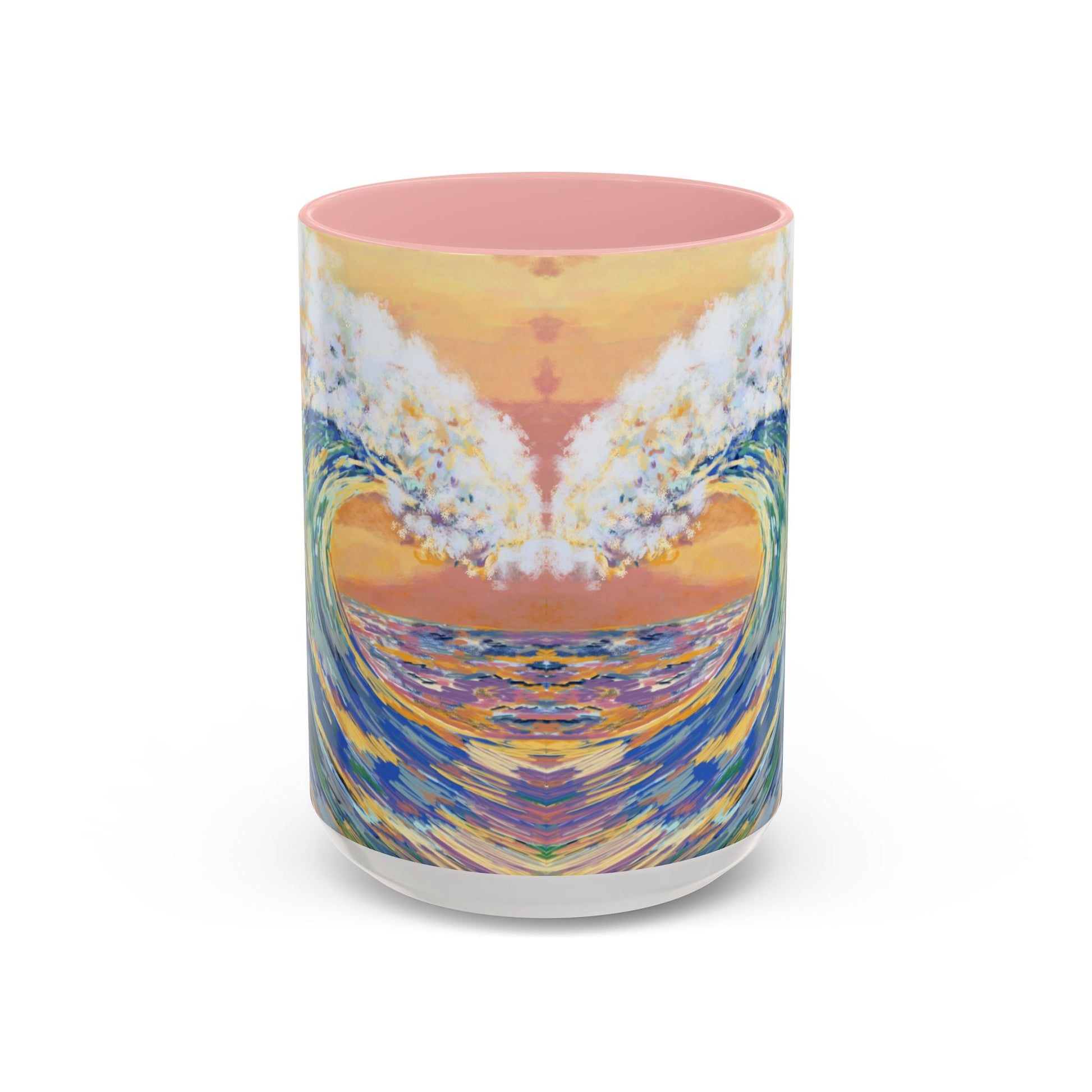 Vibrant Ocean Wave Two - tone Ceramic Mugs 11 oz & 15 oz - Blue Cava