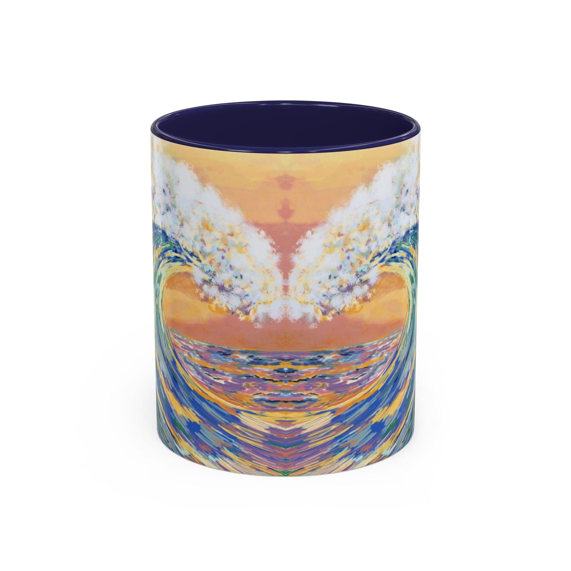 Vibrant Ocean Wave Two - tone Ceramic Mugs 11 oz & 15 oz - Blue Cava