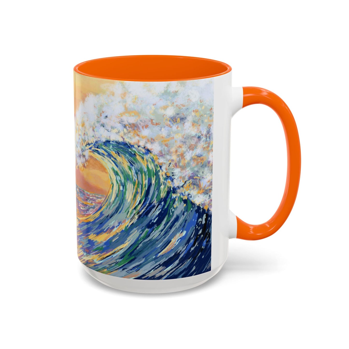 Vibrant Ocean Wave Two - tone Ceramic Mugs 11 oz & 15 oz - Blue Cava