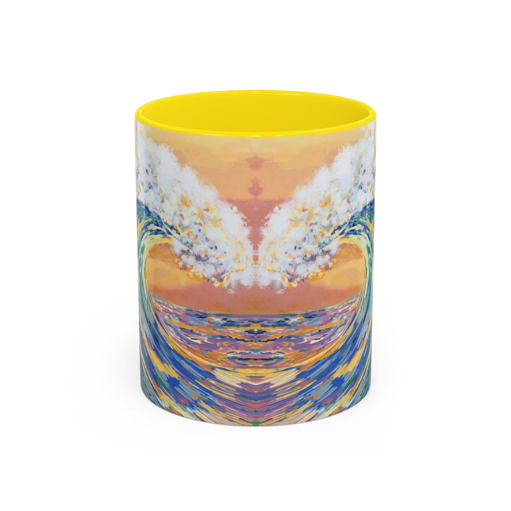 Vibrant Ocean Wave Two - tone Ceramic Mugs 11 oz & 15 oz - Blue Cava