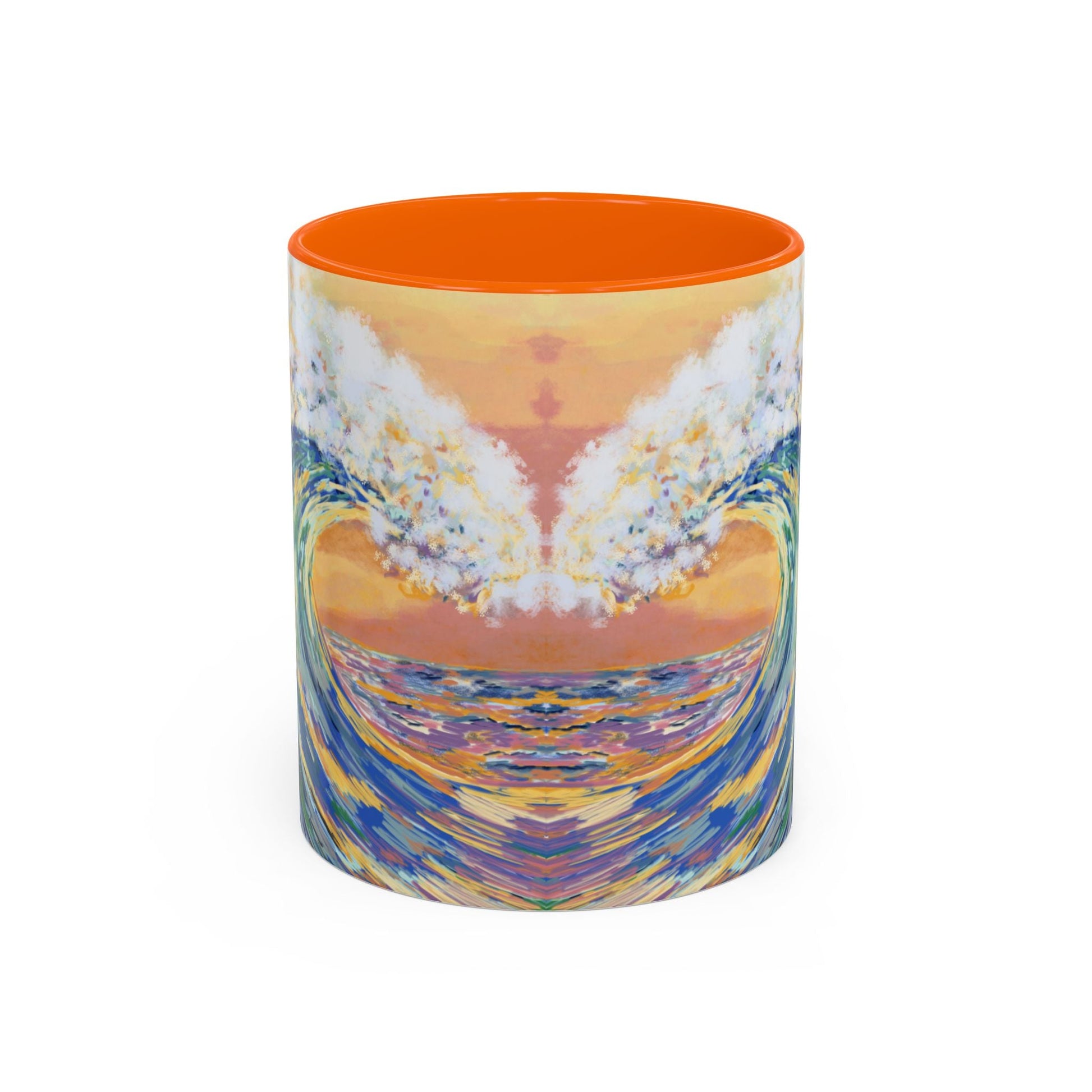 Vibrant Ocean Wave Two - tone Ceramic Mugs 11 oz & 15 oz - Blue Cava