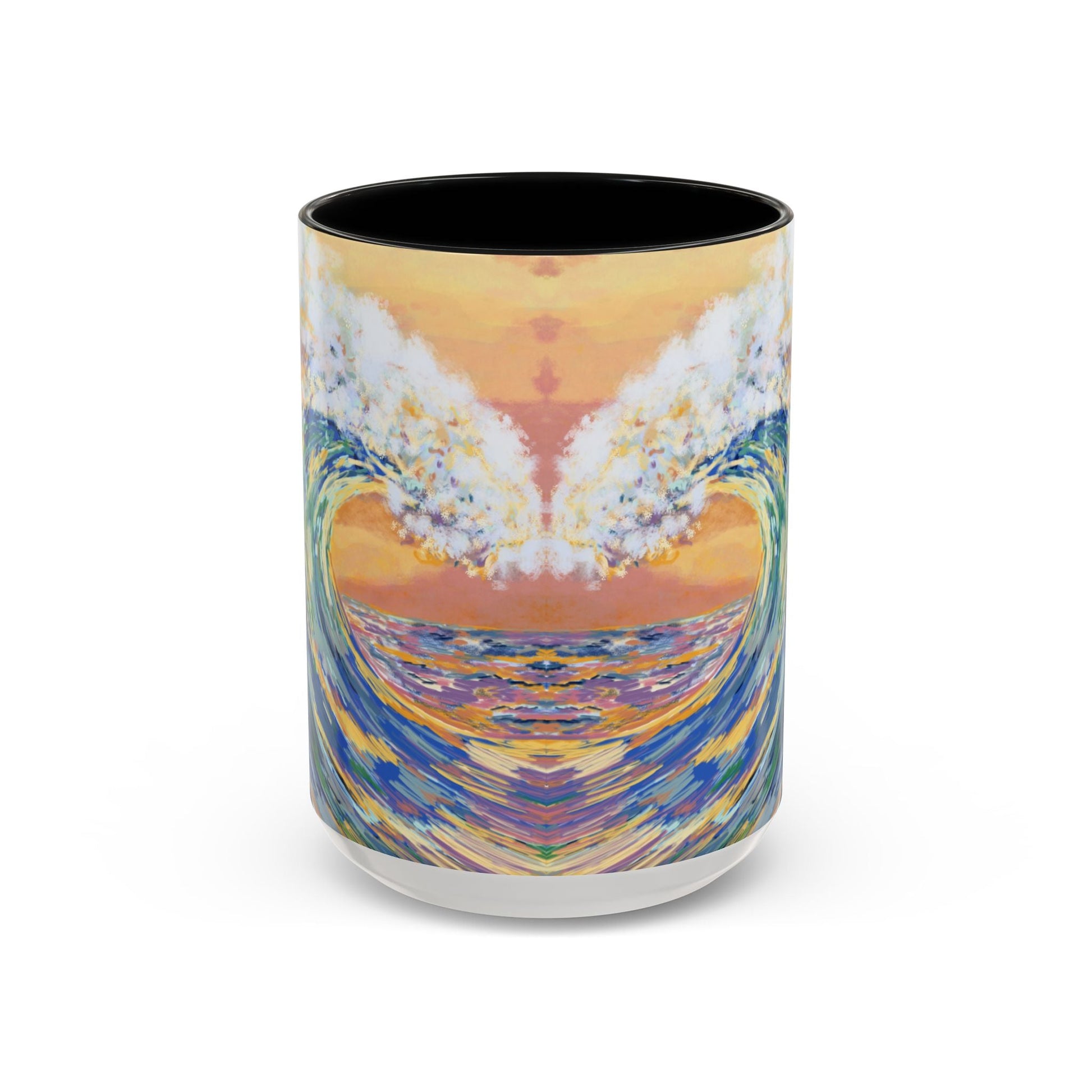 Vibrant Ocean Wave Two - tone Ceramic Mugs 11 oz & 15 oz - Blue Cava